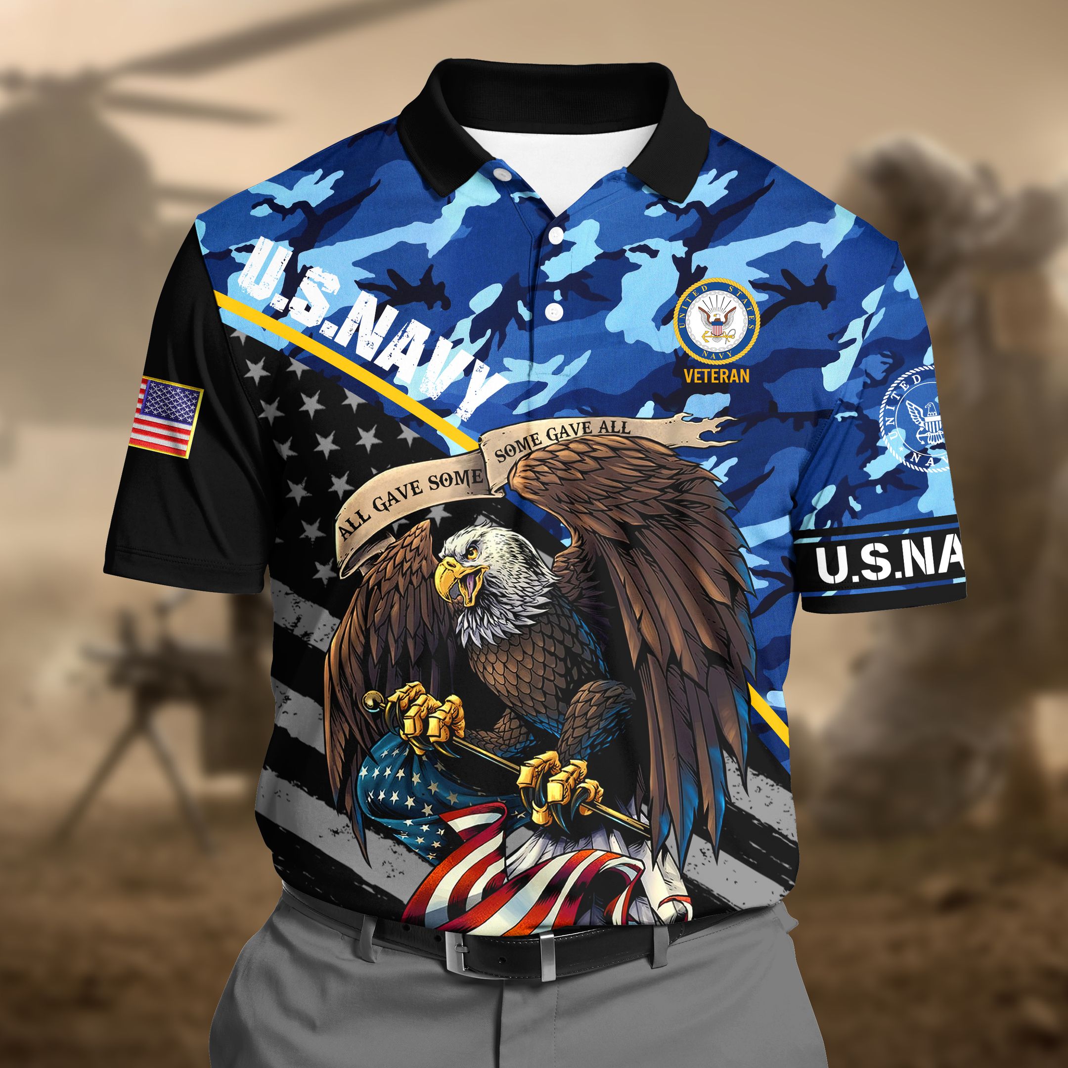 Premium U.S Navy Camo 3D Polo All Over Printed DDD020609MT