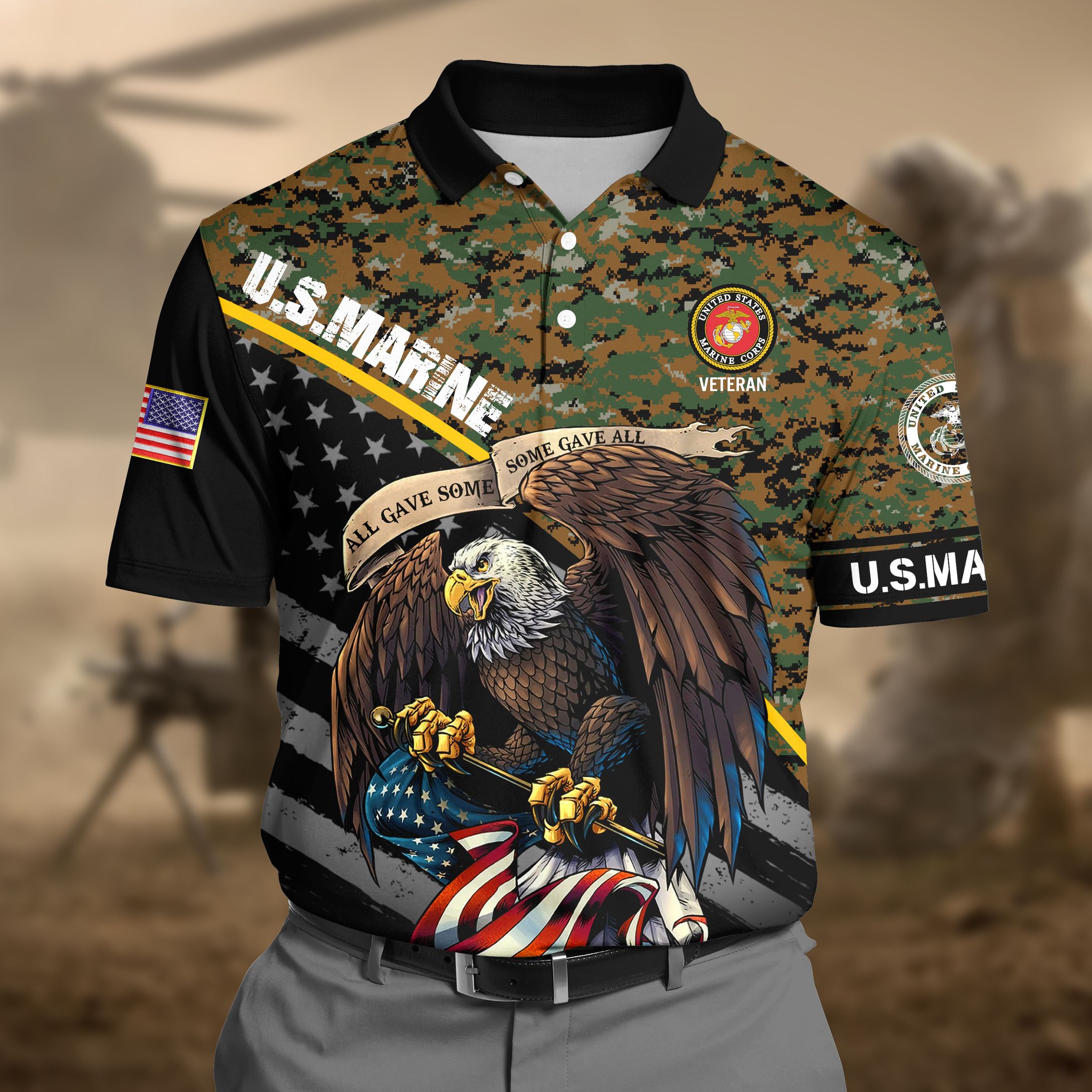 Premium U.S Marine Camo 3D Polo All Over Printed DDD0206010MT
