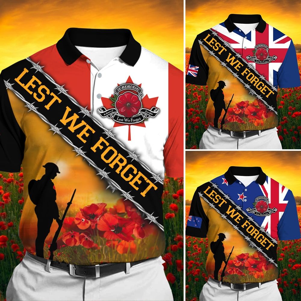 Unique Lest We Forget Polo Shirt TVN191003