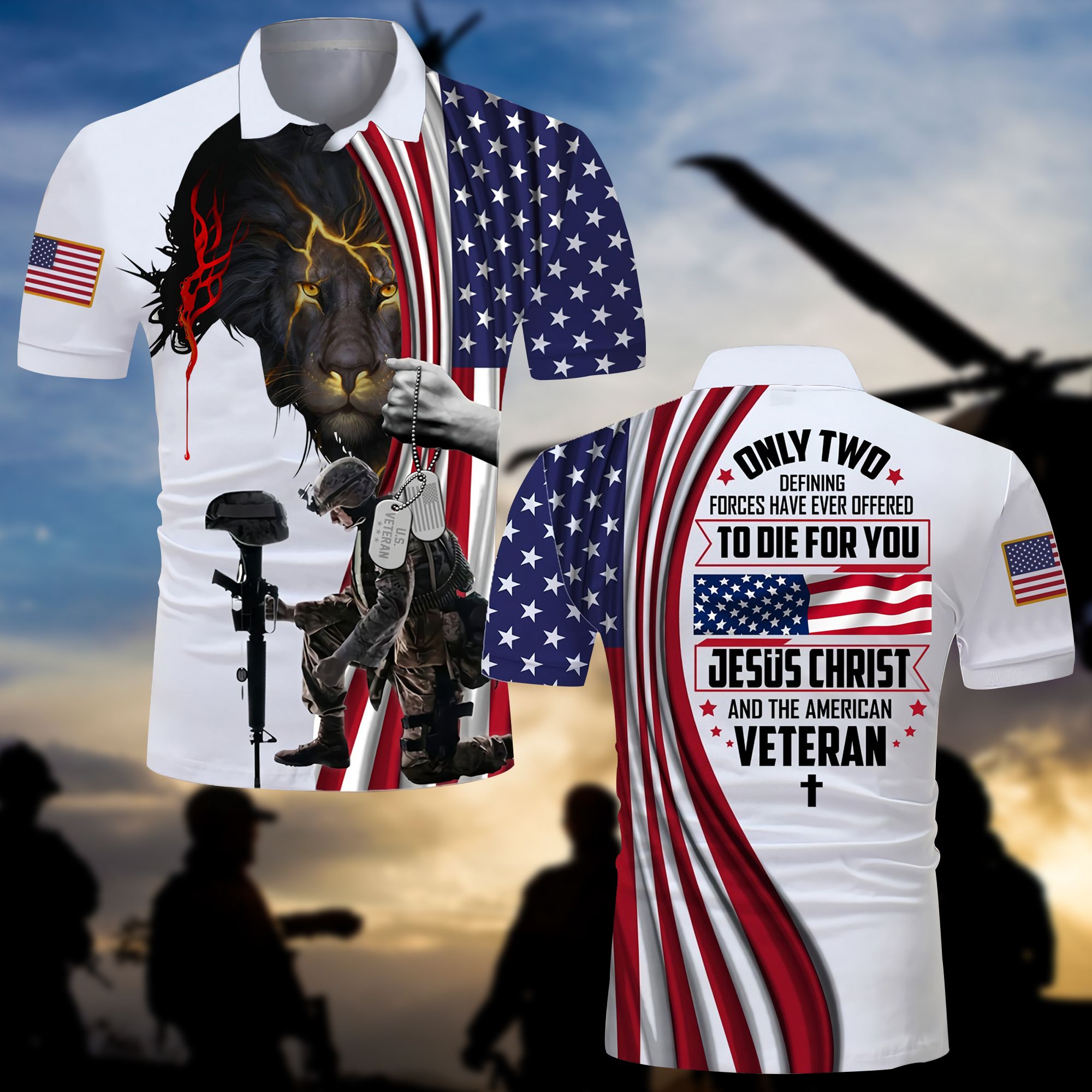 Unique Jesus Christ And Veteran Polo Shirt TVN261007