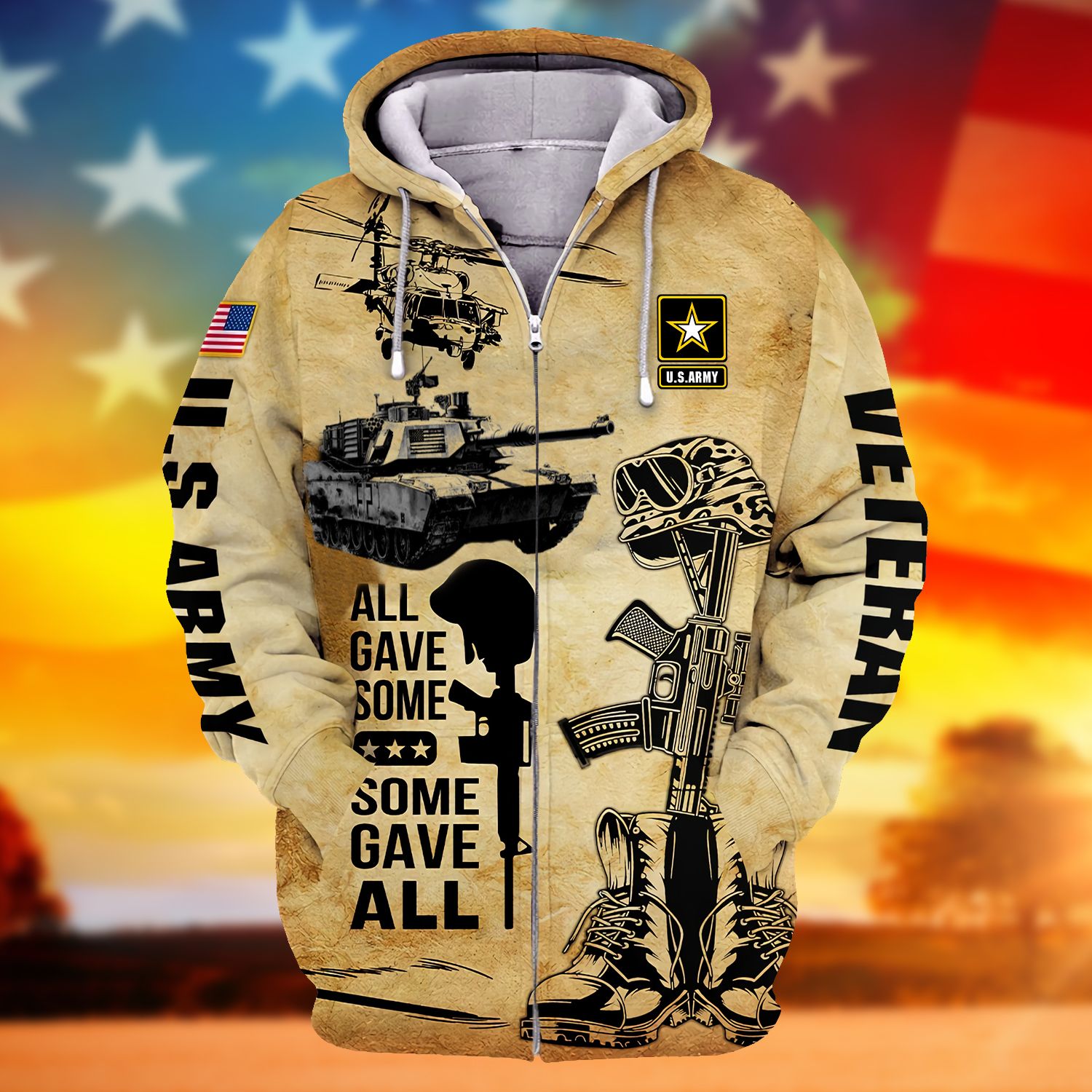 Premium American Veteran U.S Army Zip Up Hoodie PVC161001