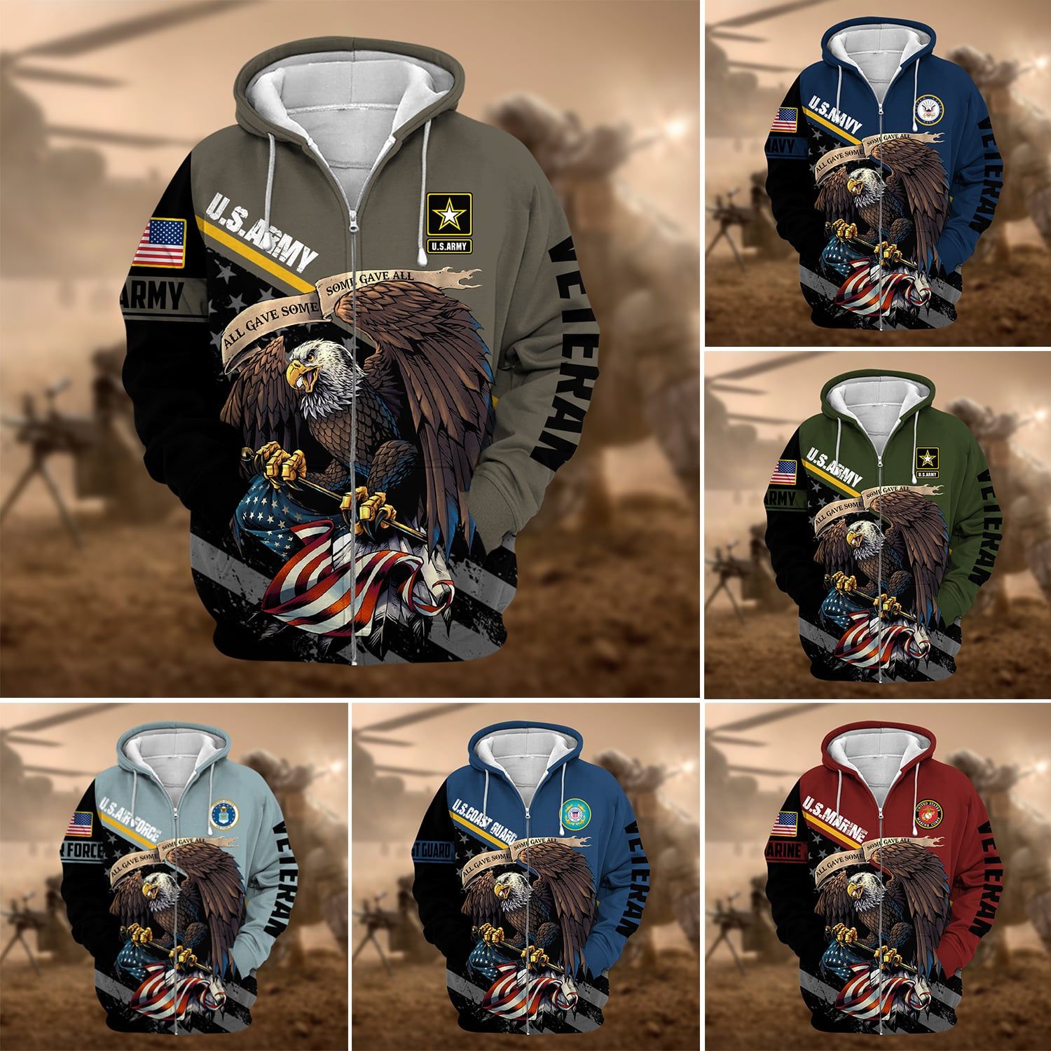 Premium American Veteran Zip Up Hoodie NVT161003