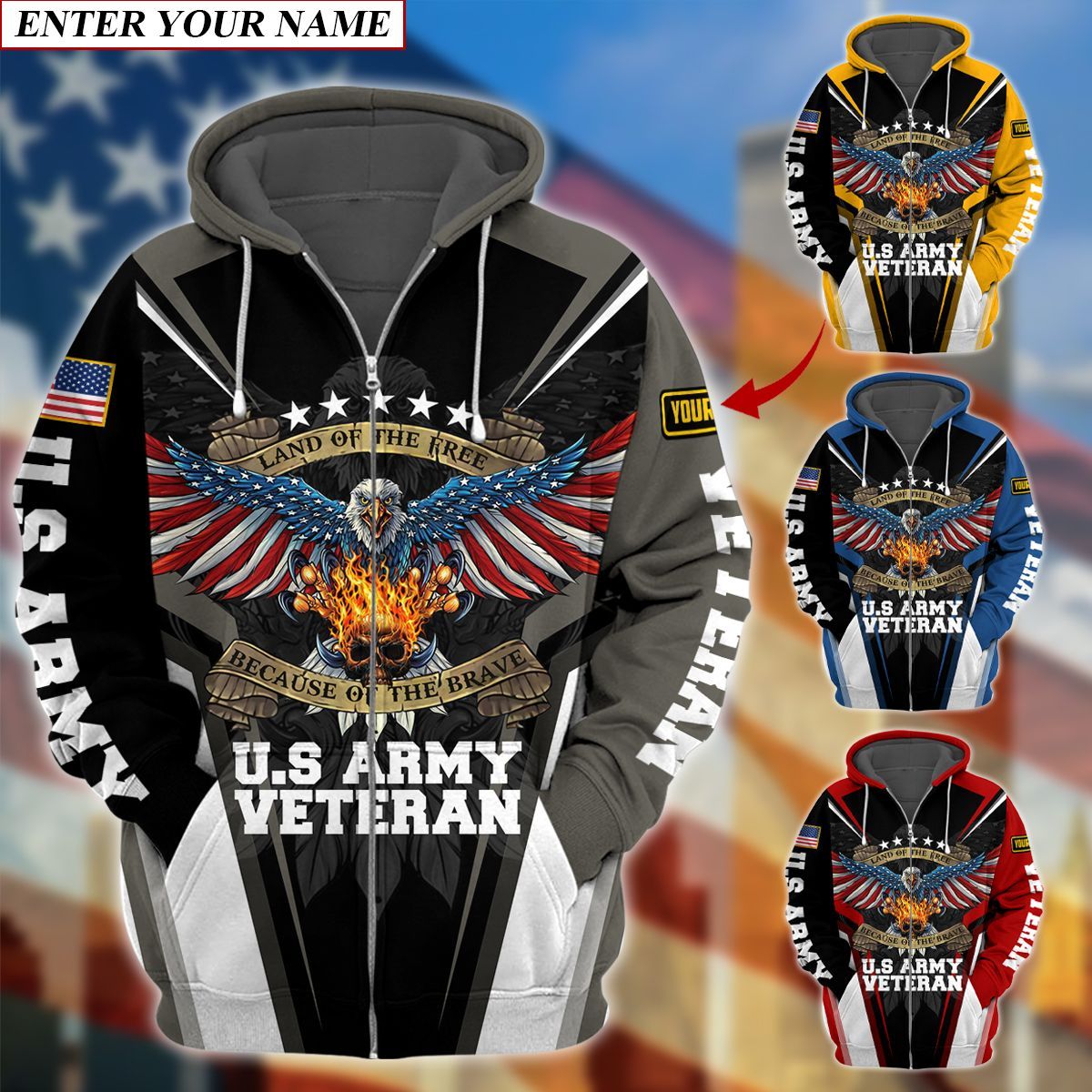 Premium Unique Personalized Army Veteran Zip Up Hoodie PVC071001