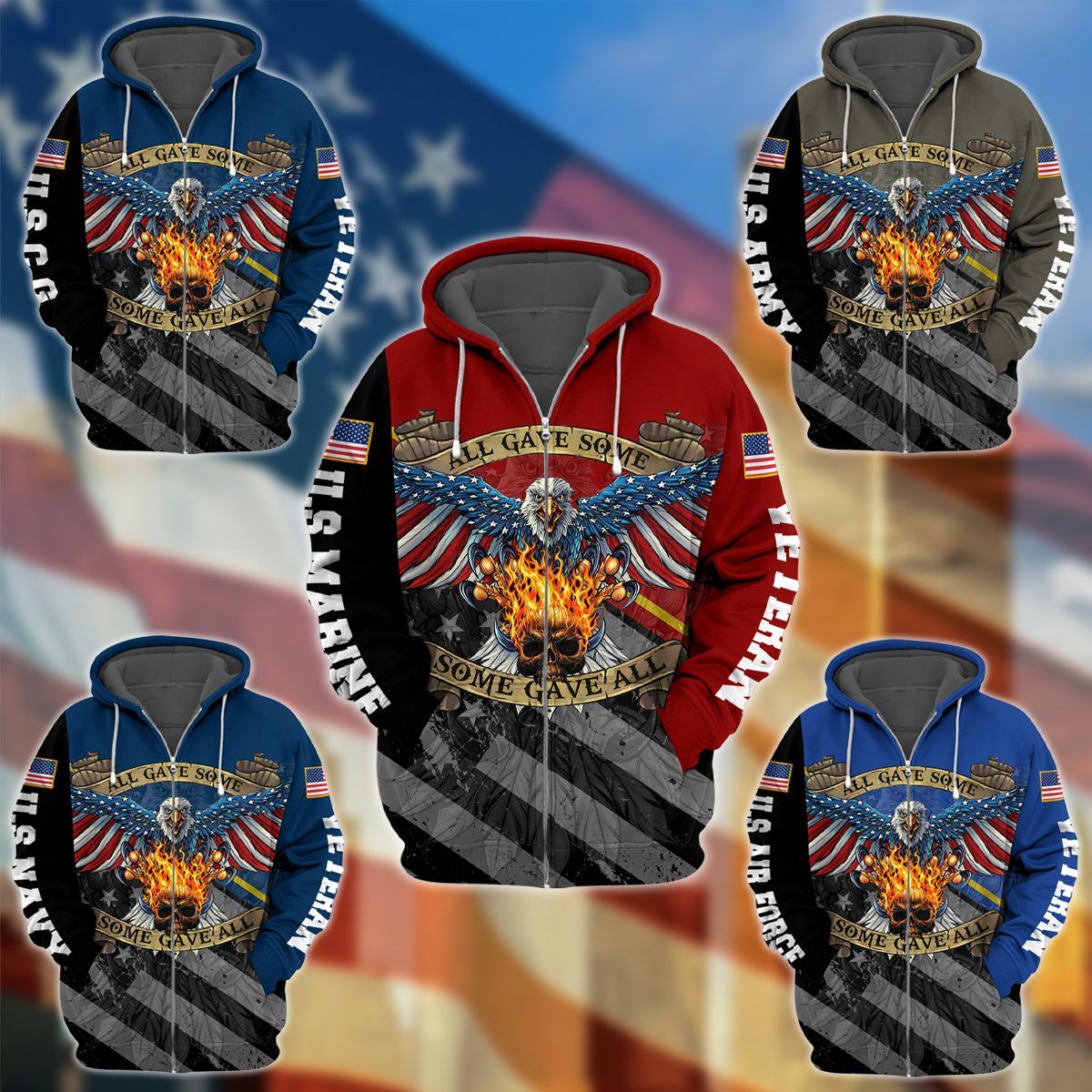 Premium Unique US Veteran Zip Up Hoodie PVC081001