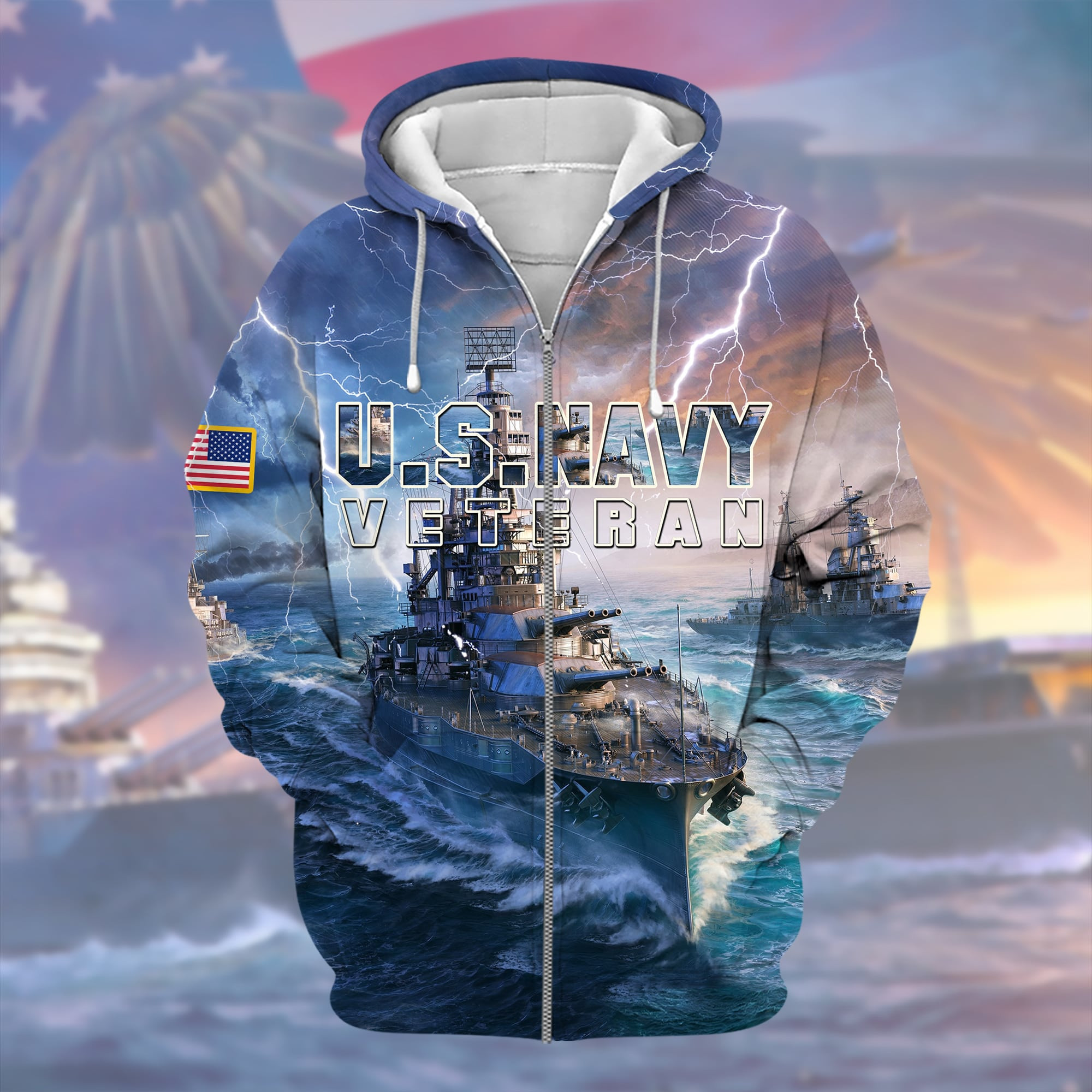 Unique U.S.Navy Veteran Zip Up Hoodie PVC031103