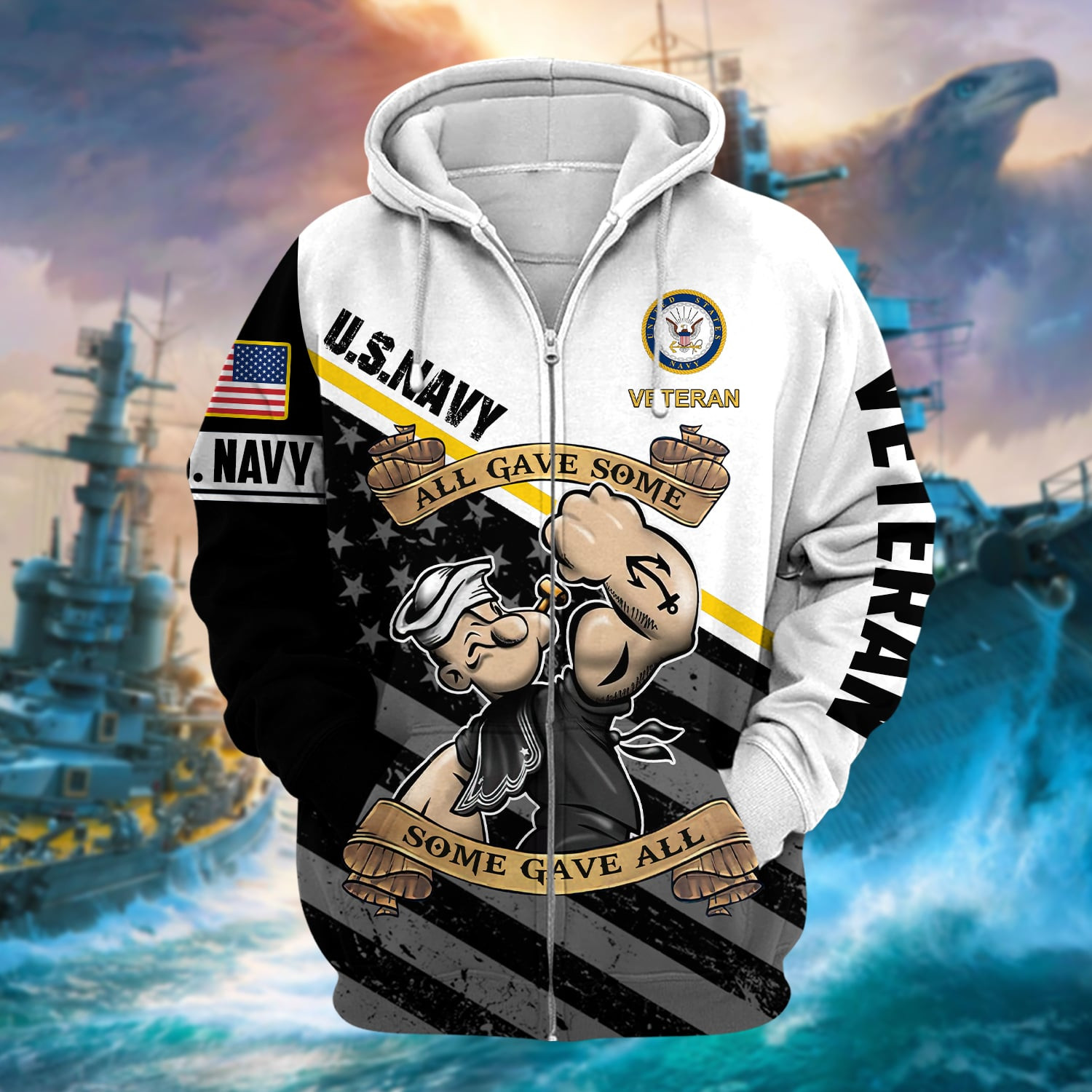 Premium U.S Navy Veteran Zip Up Hoodie PVC12110101