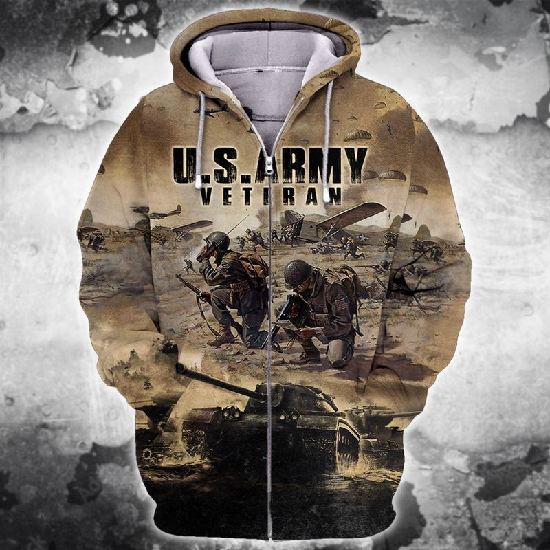 Unique U.S. Army Veteran Zip Up Hoodie XC6003