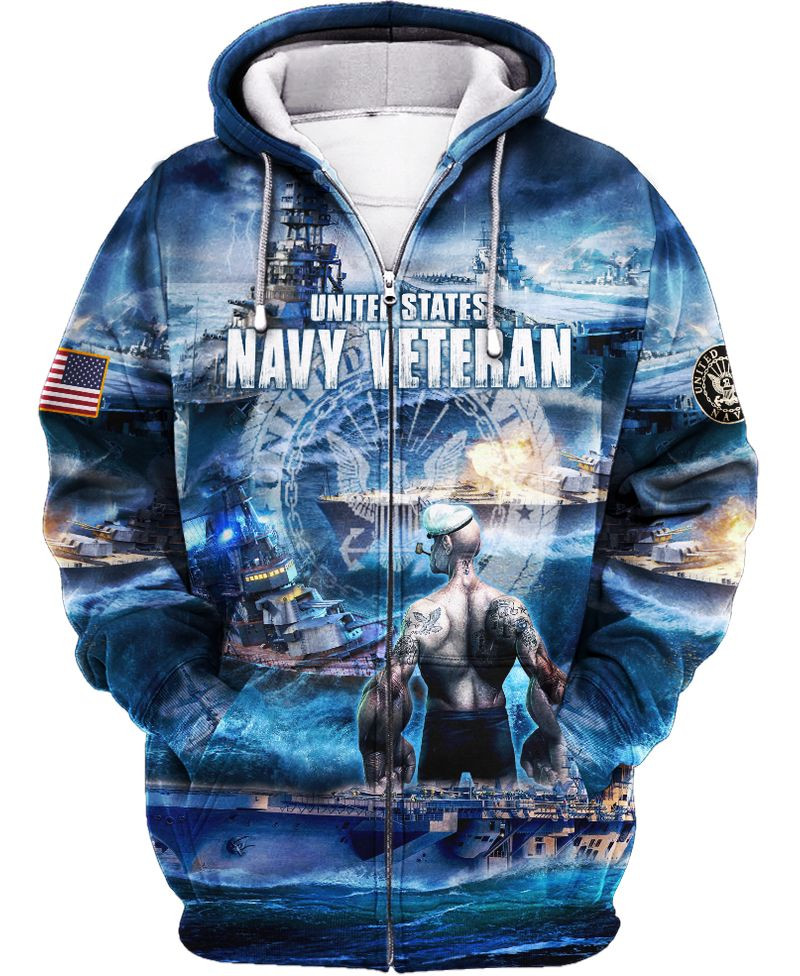 Unique U.S Navy Veteran Zip Up Hoodie PVC221112