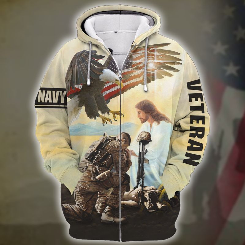 Premium One Nation Under God Zip Up Hoodie XC6010