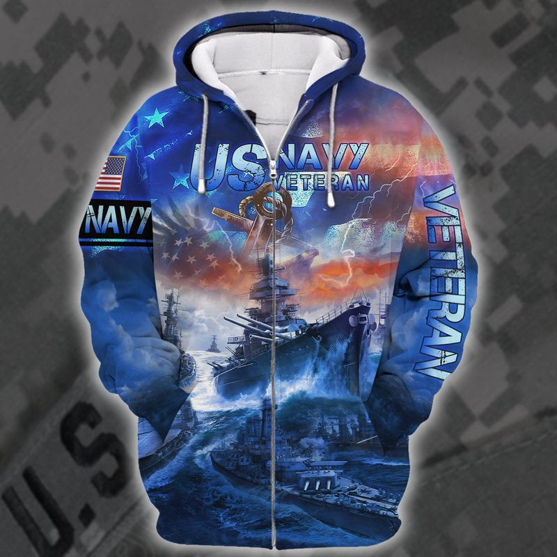 Unique U.S.Navy Veteran Zip Up Hoodie XC6009