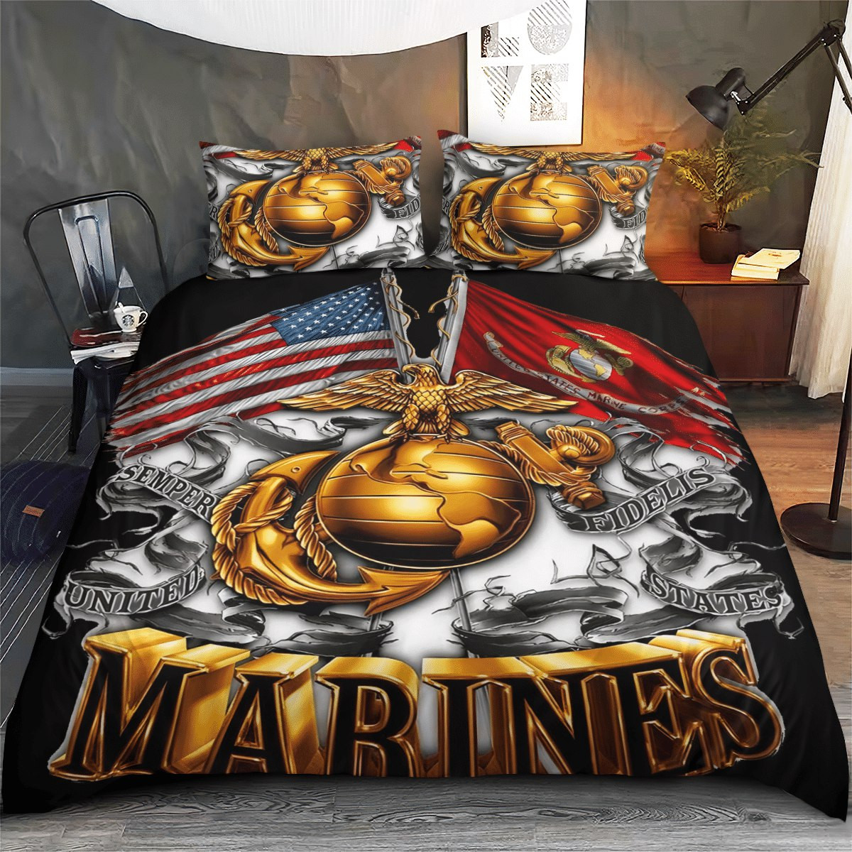 Premium U.S. Marine Corps Veteran Bedding Set PVC231114