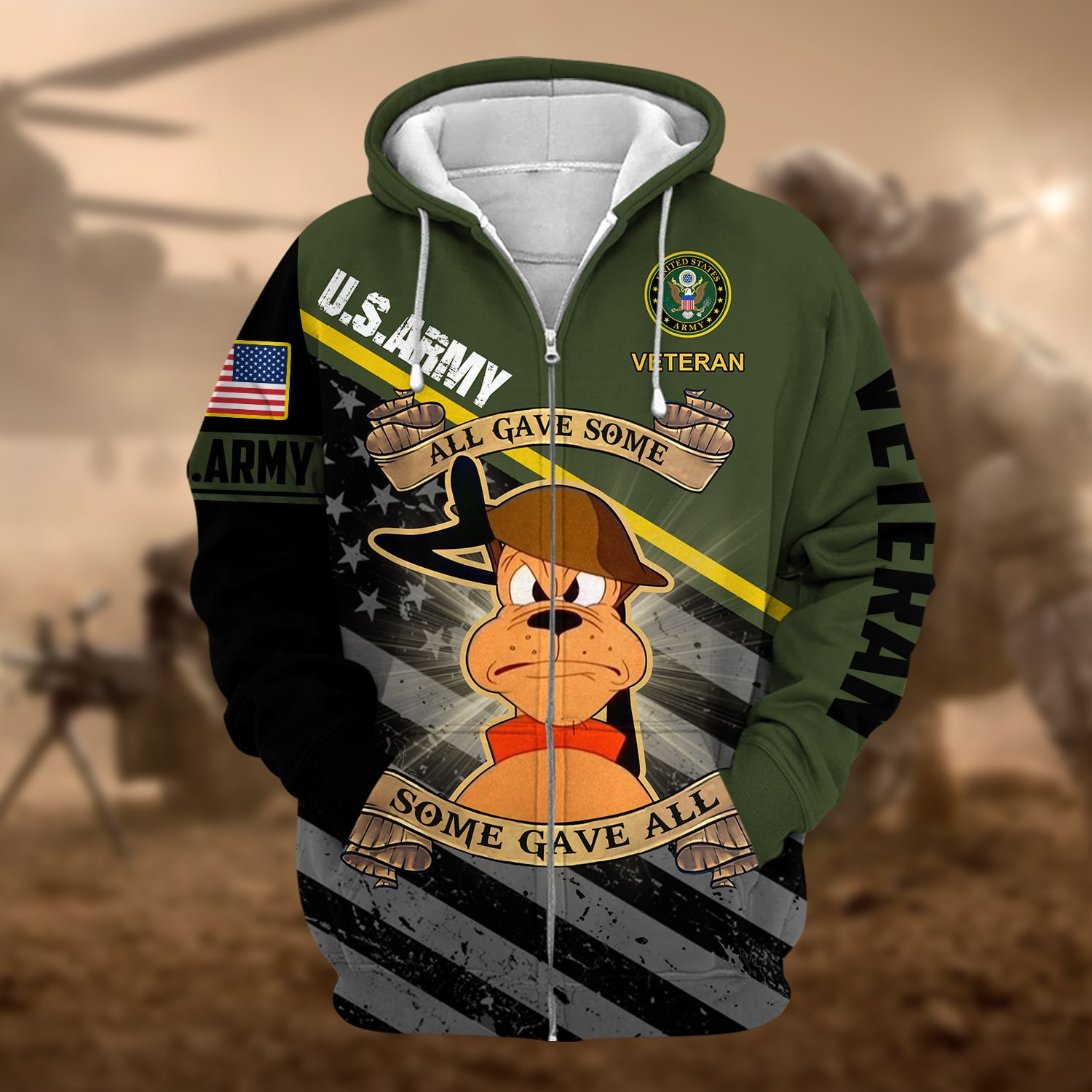 Unique U.S.ARMY Veteran Zip Up Hoodie PVC251101