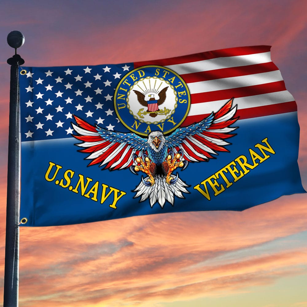 Unique U.S. Navy Veteran Grommet Flag PVC191106