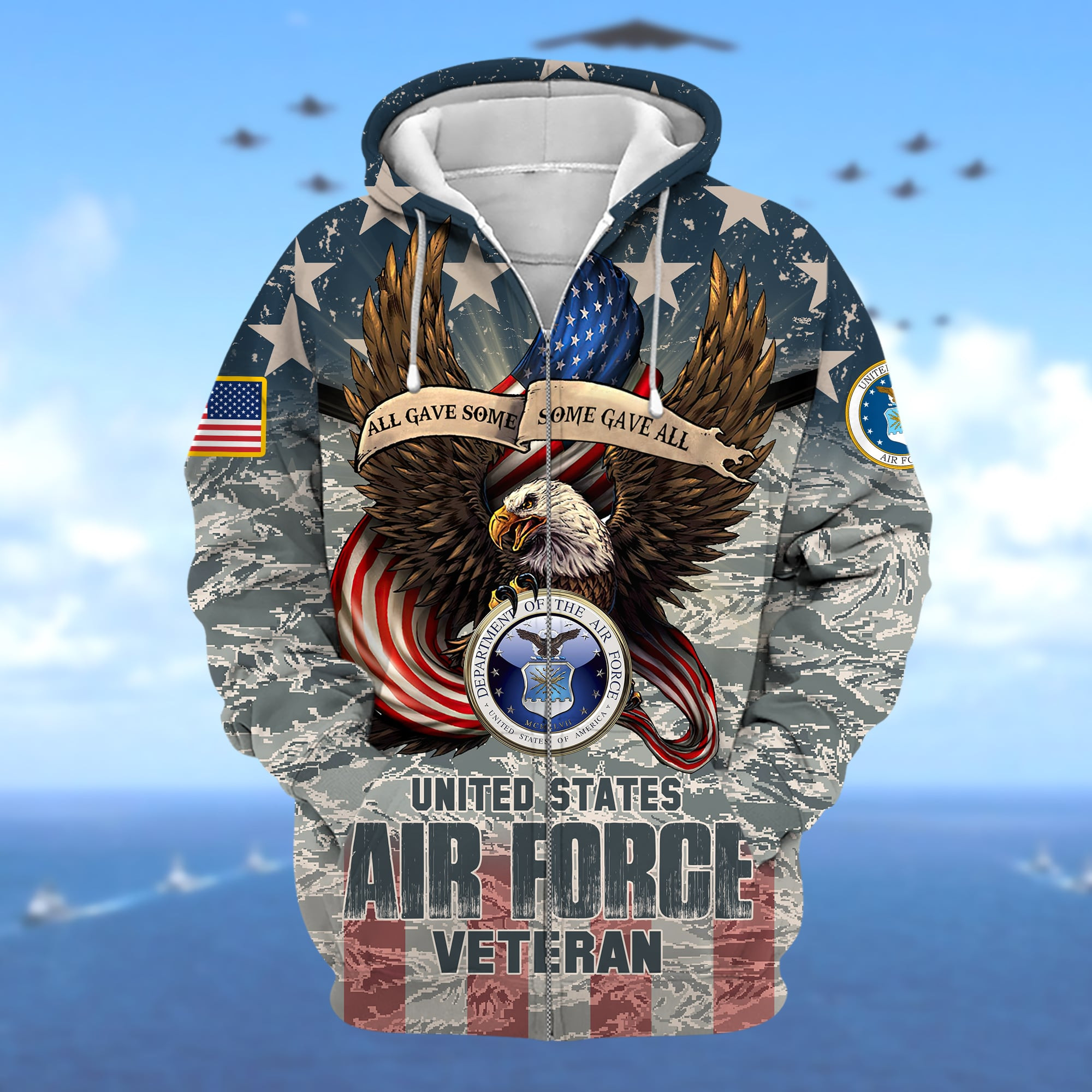Premium Multiple US Military Services Veteran Zip Up Hoodie PVC301101