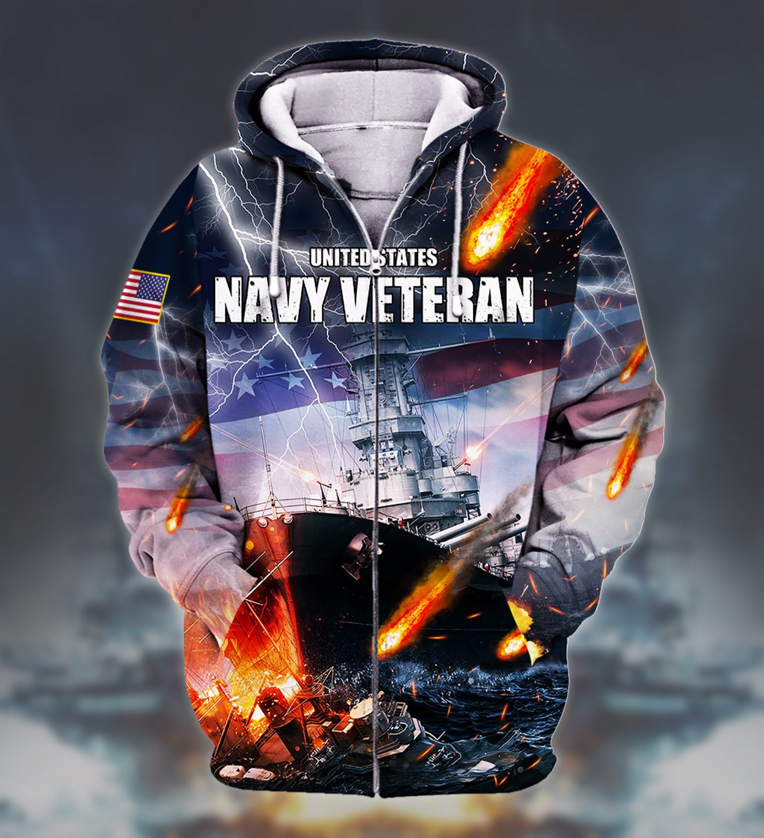 Premium U.S. Navy Veteran Zip Up Hoodie PVC231112