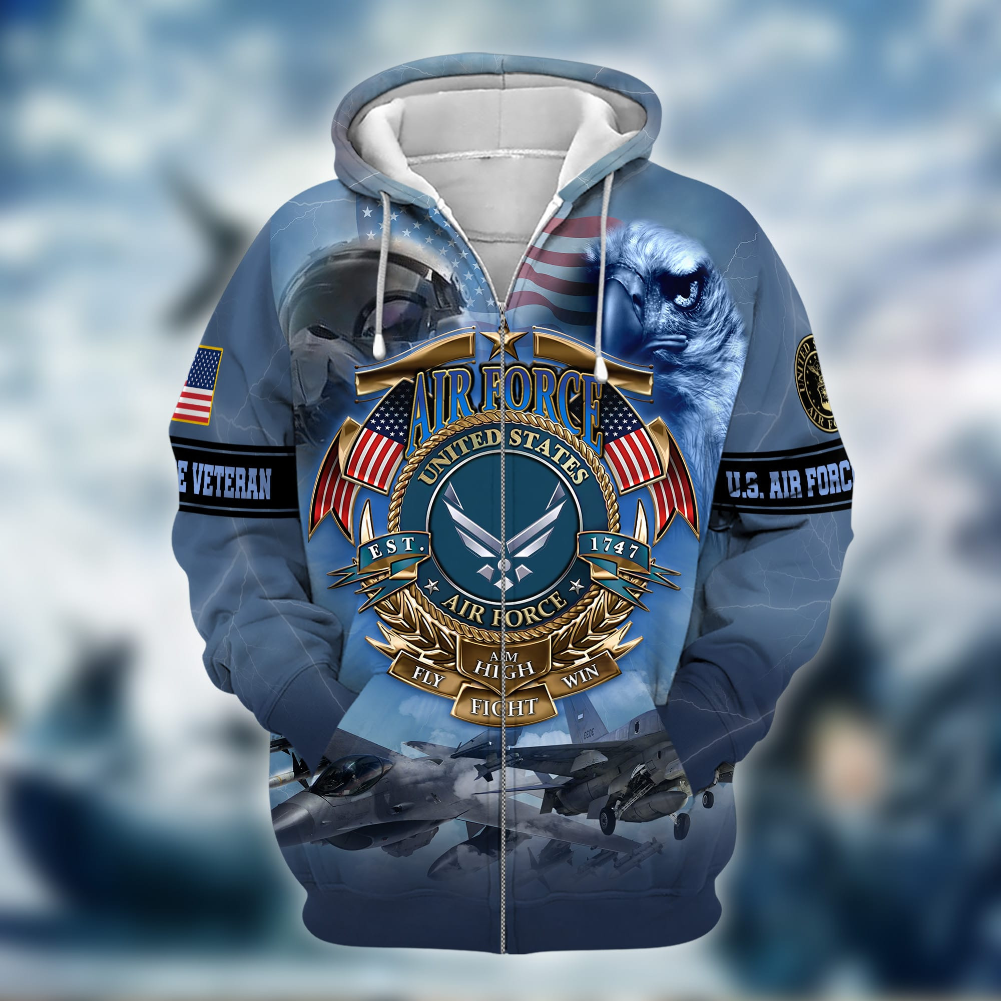 Premium Multiple US Military Services Veteran Zip Up Hoodie PVC231103