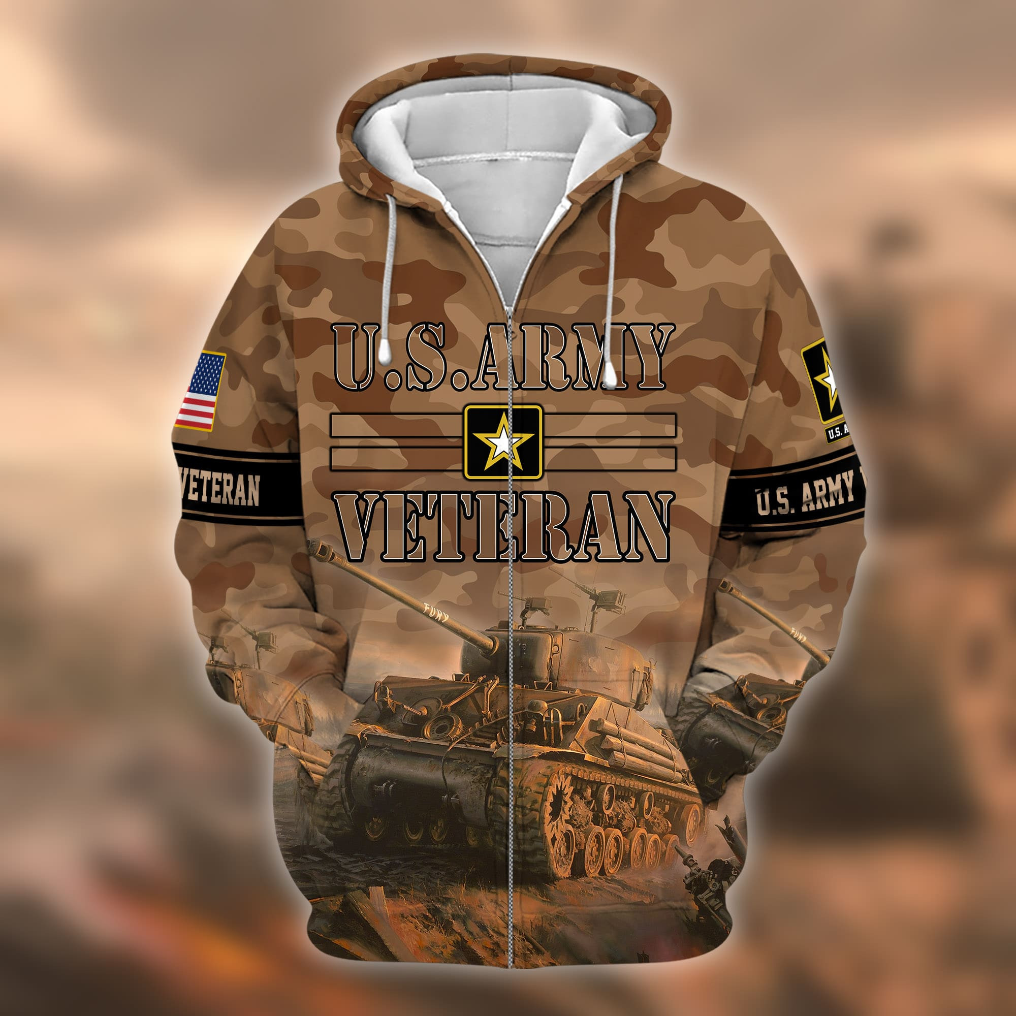 Unique U.S. Army Veteran Zip Up Hoodie PVC231101