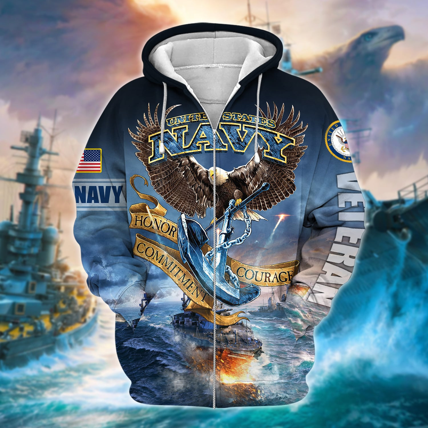 Unique Proud Navy Veteran Zip Up Hoodie TVN041207
