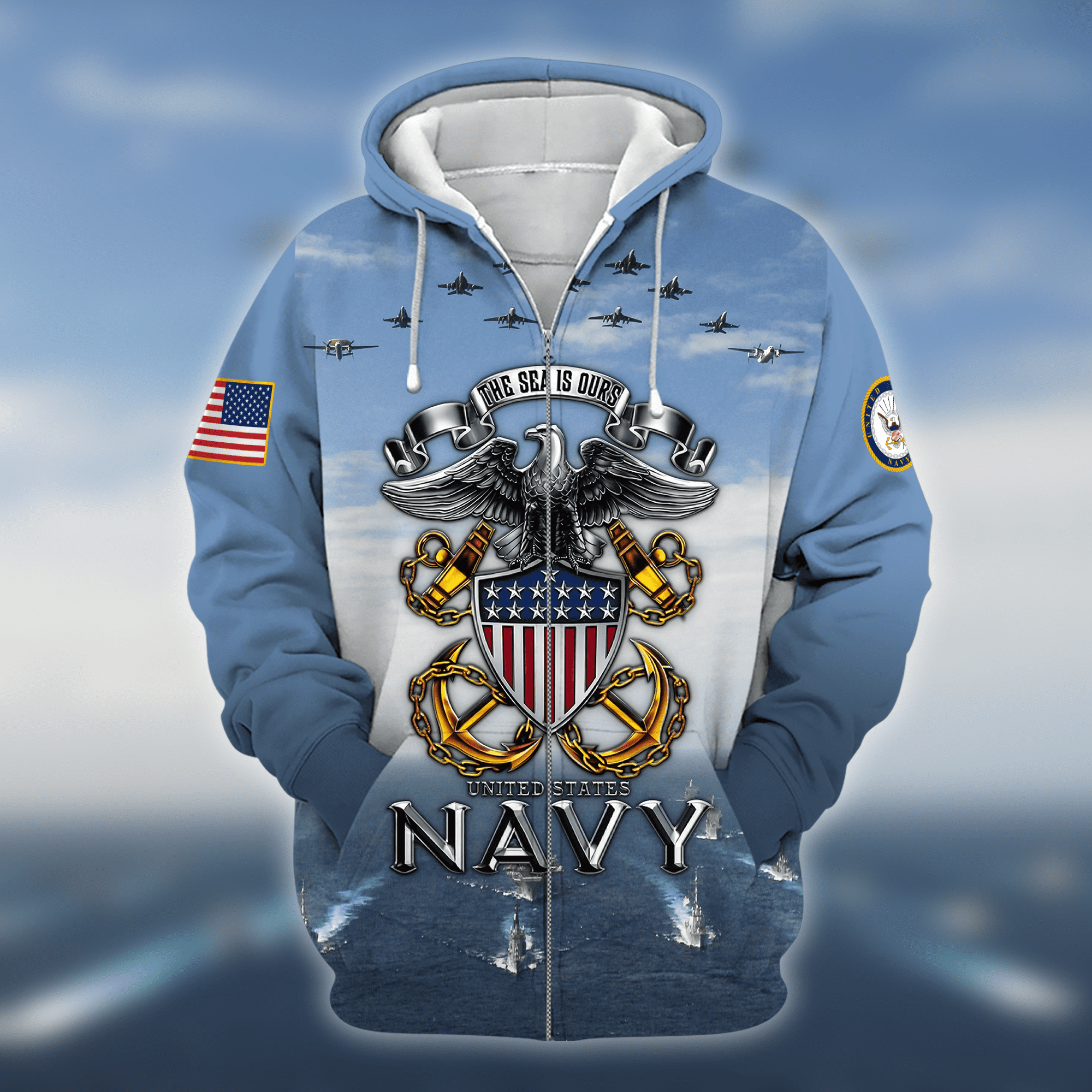 Unique U.S Navy Veteran Zip Up Hoodie PVC161102