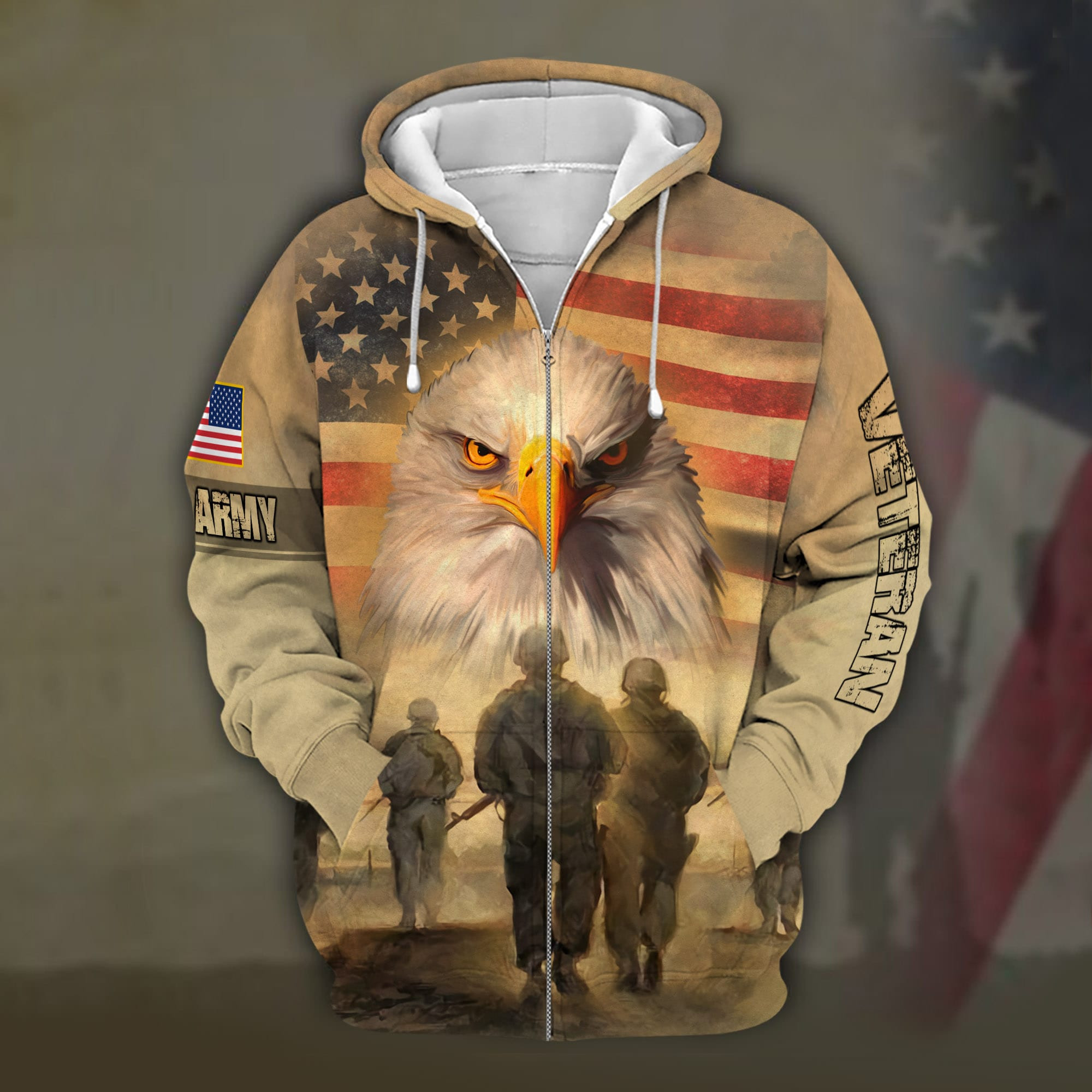 Unique U.S. Army Veteran Zip Up Hoodie PVC041203