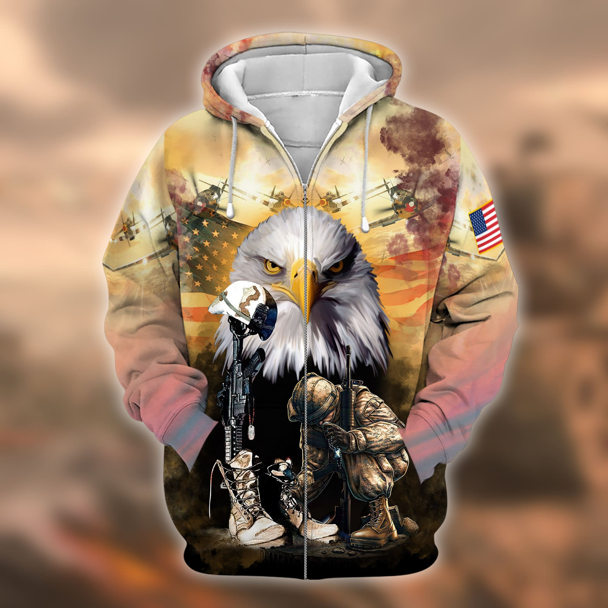Premium U.S. Veteran Zip Up Hoodie PVC041201