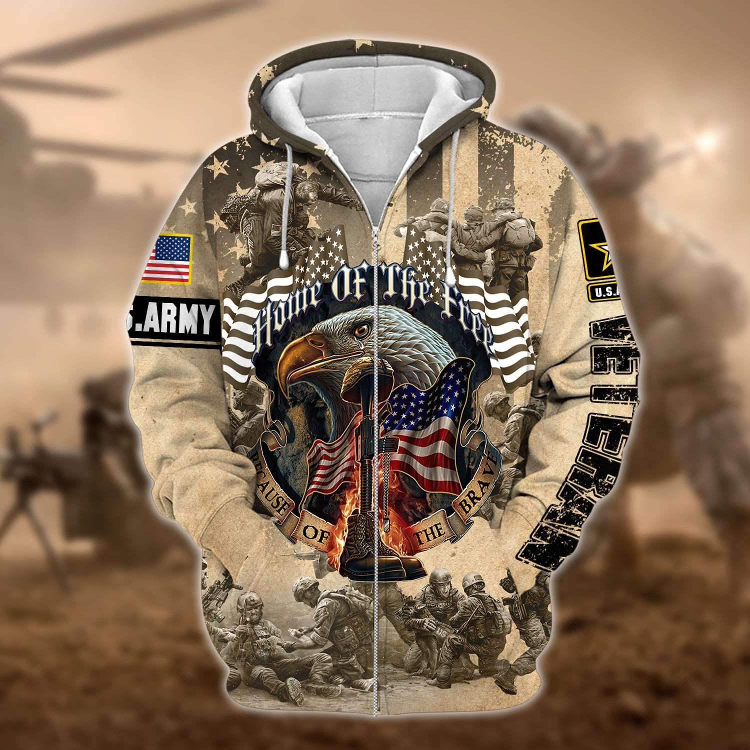 Unique U.S. Army Veteran Zip Up Hoodie PVC151201
