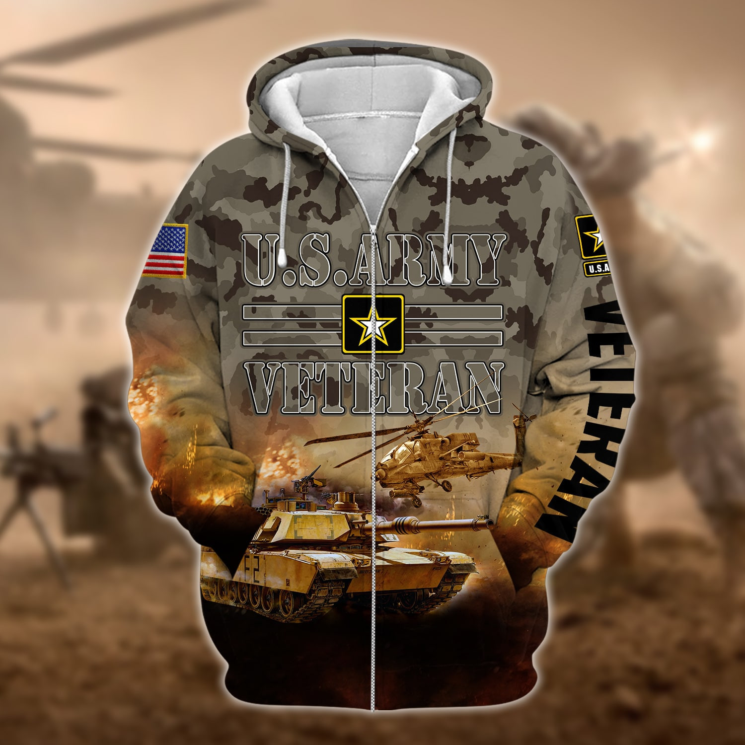 Premium U.S. Army Veteran Zip Up Hoodie PVC101202