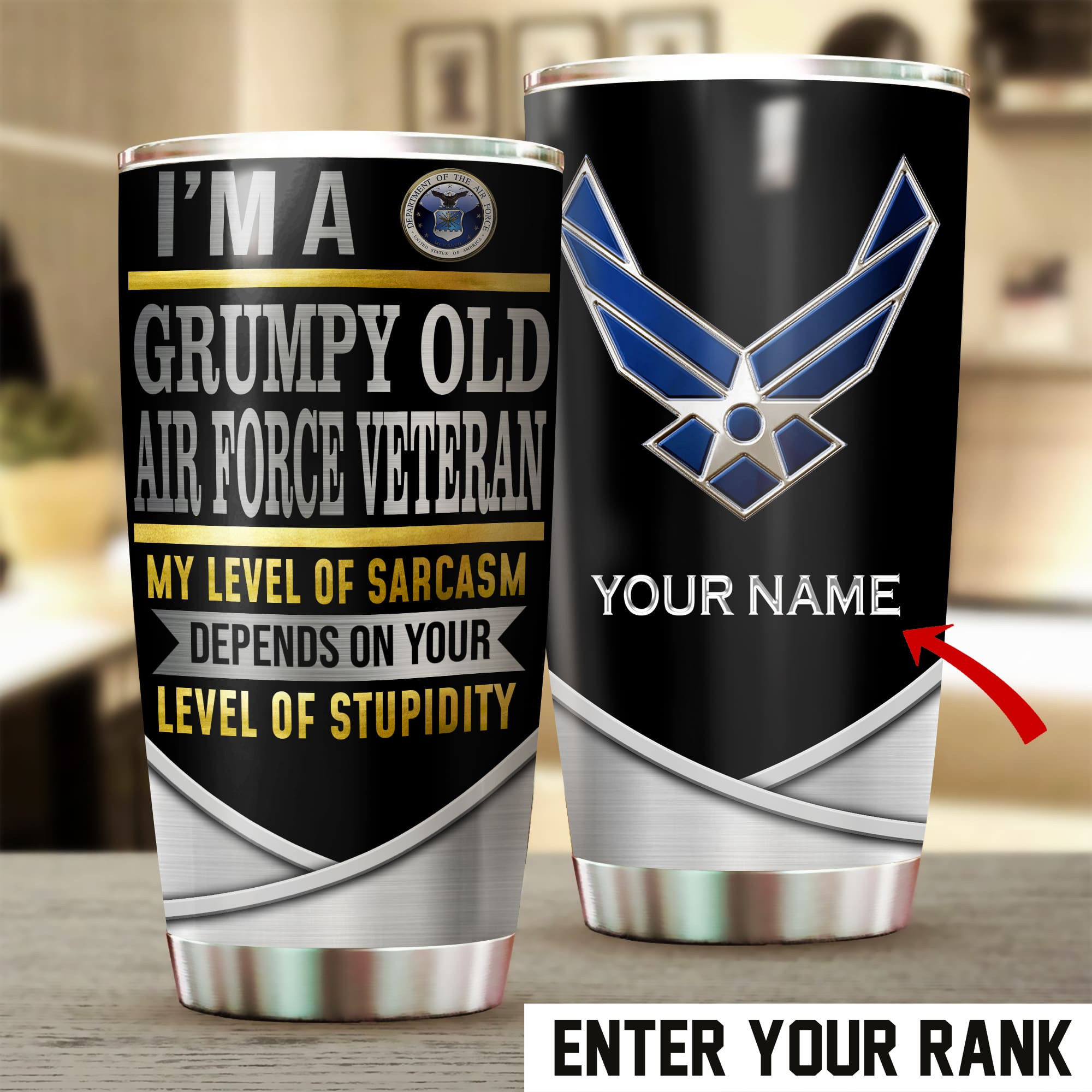 Personalised I’m A Grumpy Old Veteran Tumbler TVN041205