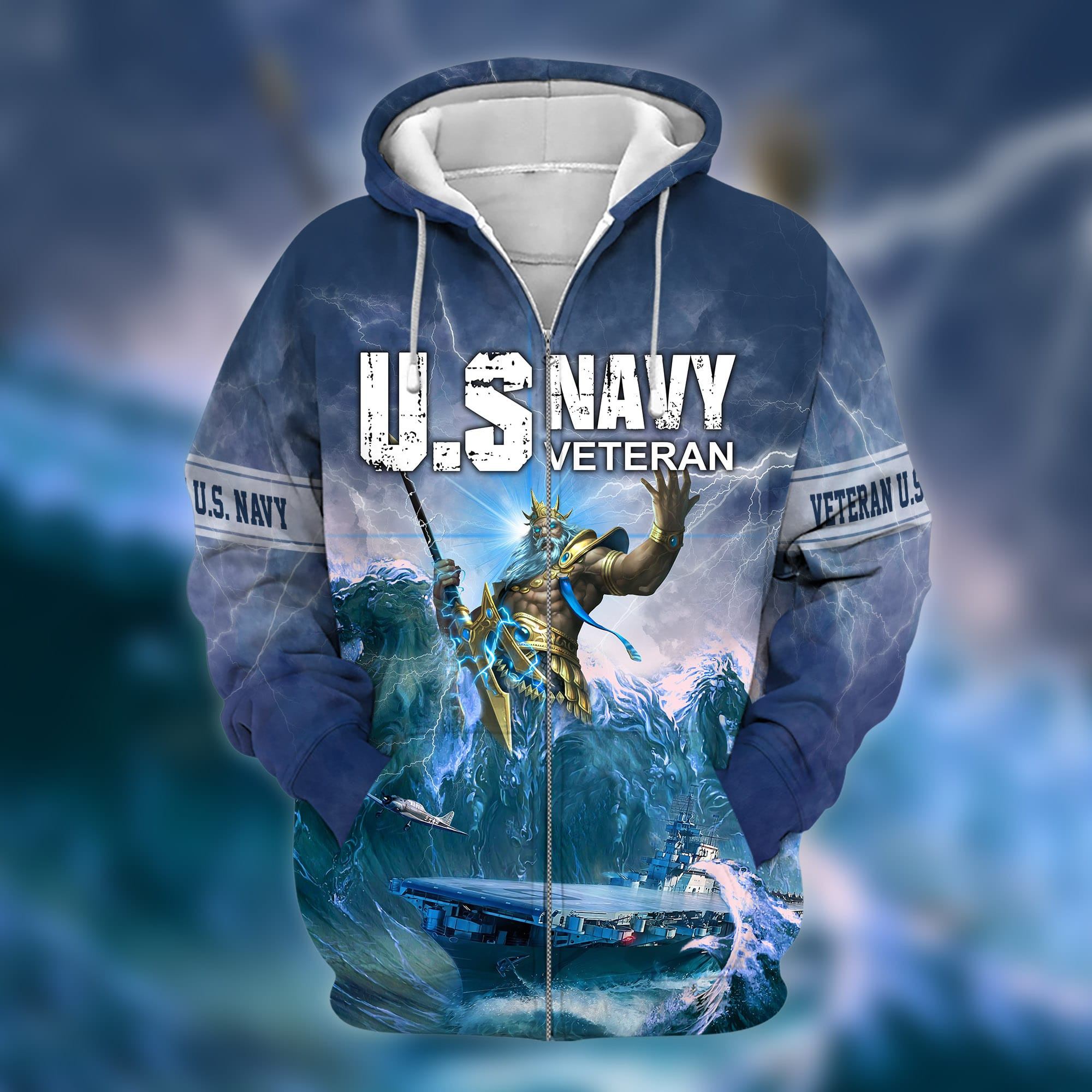 Premium U.S Navy Veteran Zip Up Hoodie PVC071202