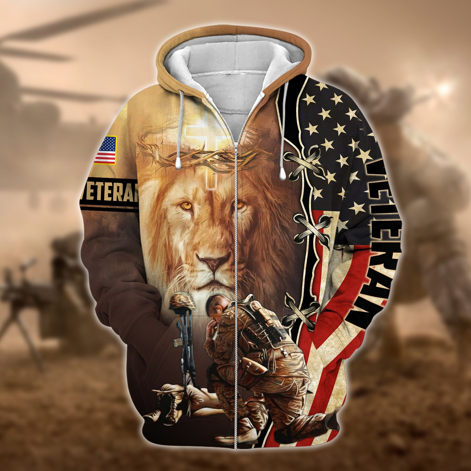 Premium U.S. Veteran Zip Up Hoodie PVC141203