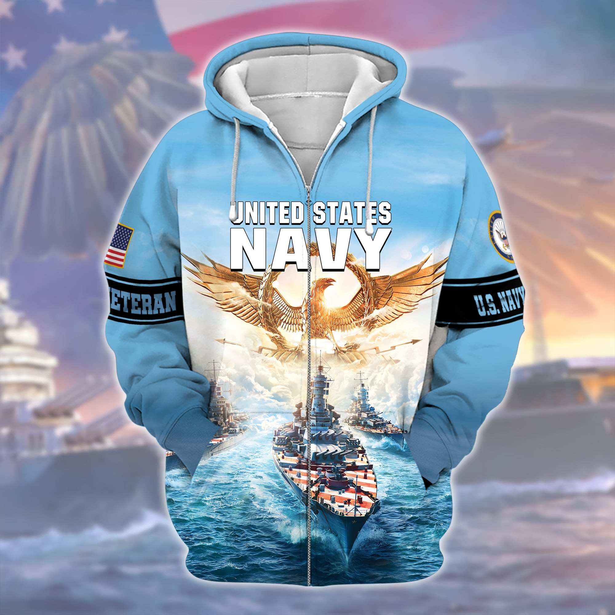 Premium U.S. Navy Veteran Zip Up Hoodie PVC141202