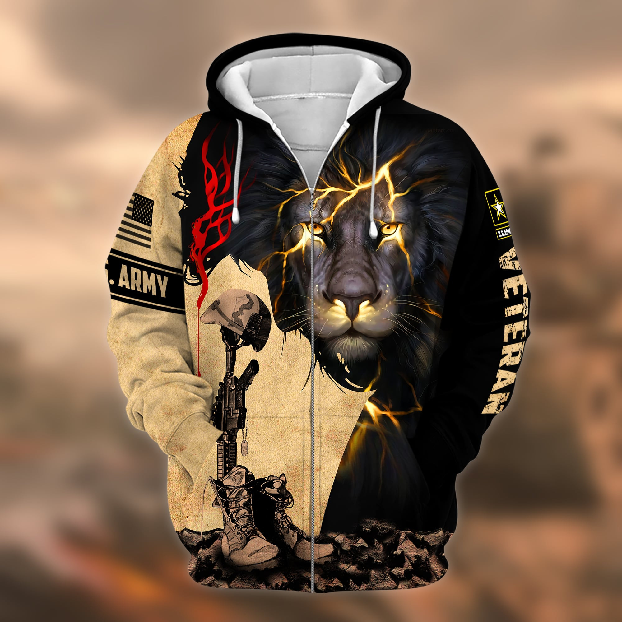 Unique U.S. Army Veteran Zip Up Hoodie PVC071201