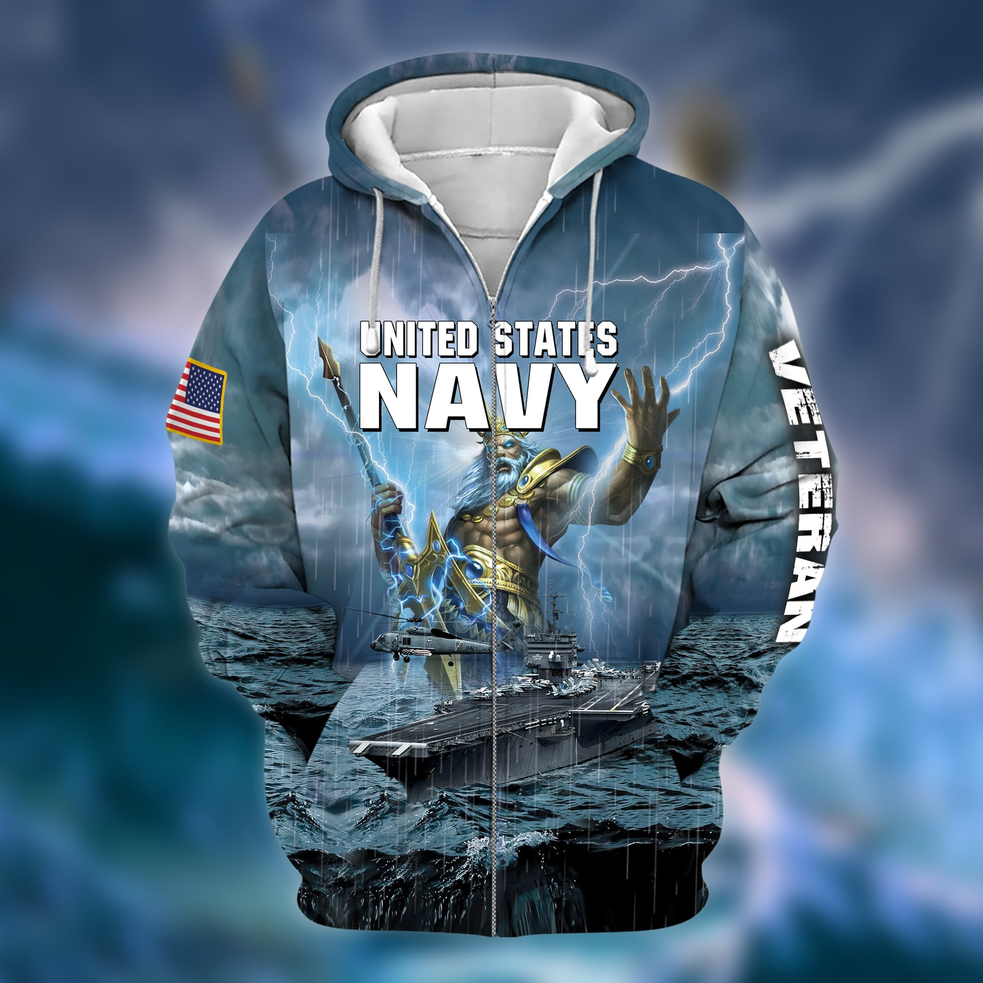Unique U.S. Navy Veteran Zip Up Hoodie PVC081202
