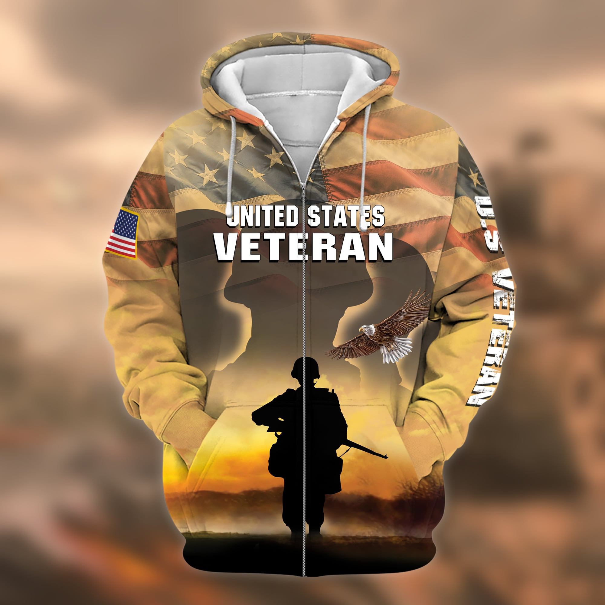 Premium U.S. Veteran Zip Up Hoodie PVC101201