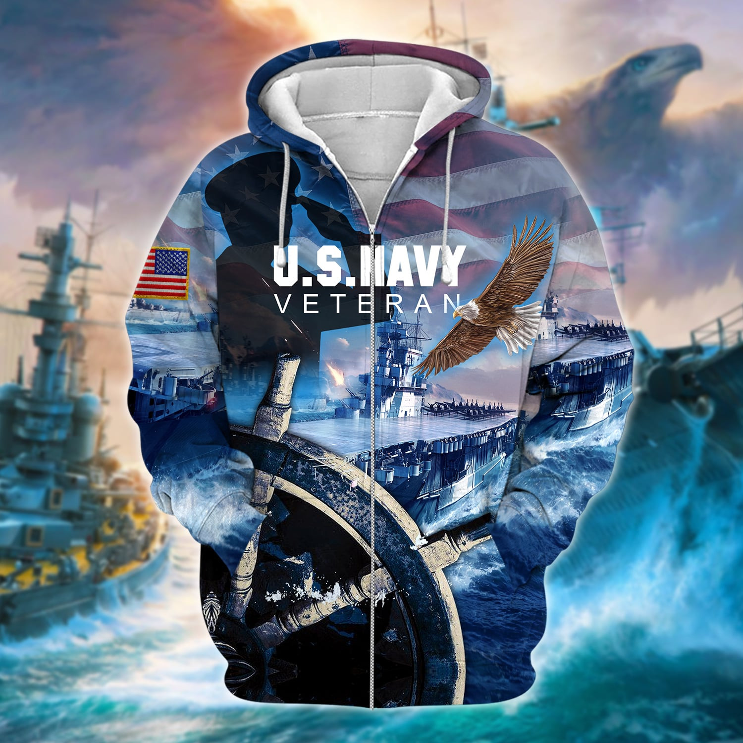 Premium U.S. Navy Veteran Zip Up Hoodie PVC081204