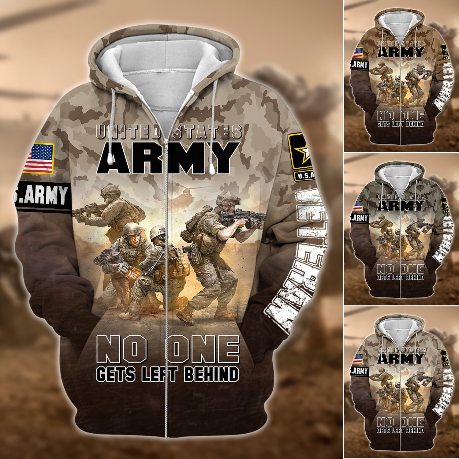 Premium U.S. Army Veteran Zip Up Hoodie PVC171202