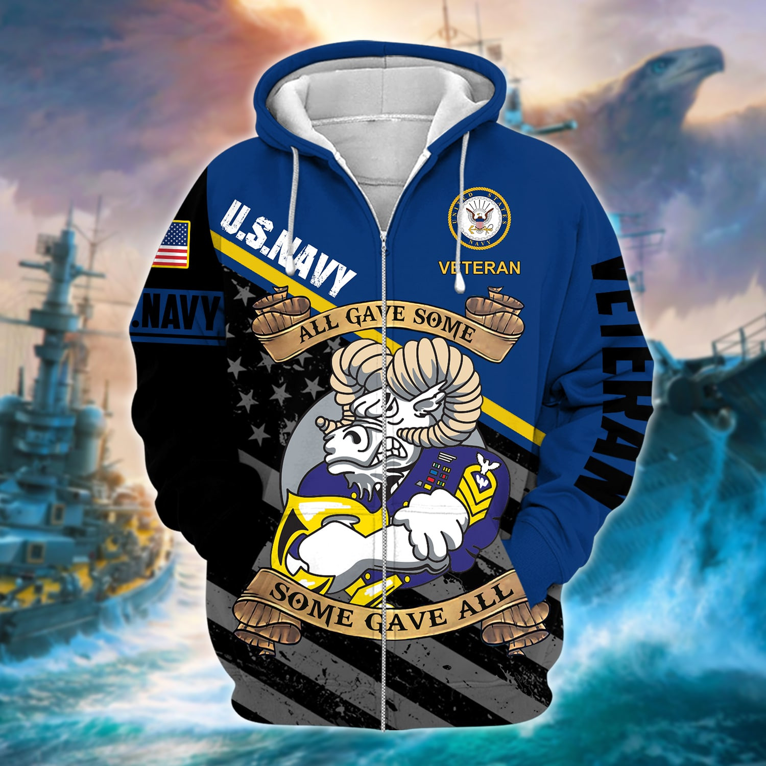 Premium U.S. Navy Veteran Zip Up Hoodie PVC181203