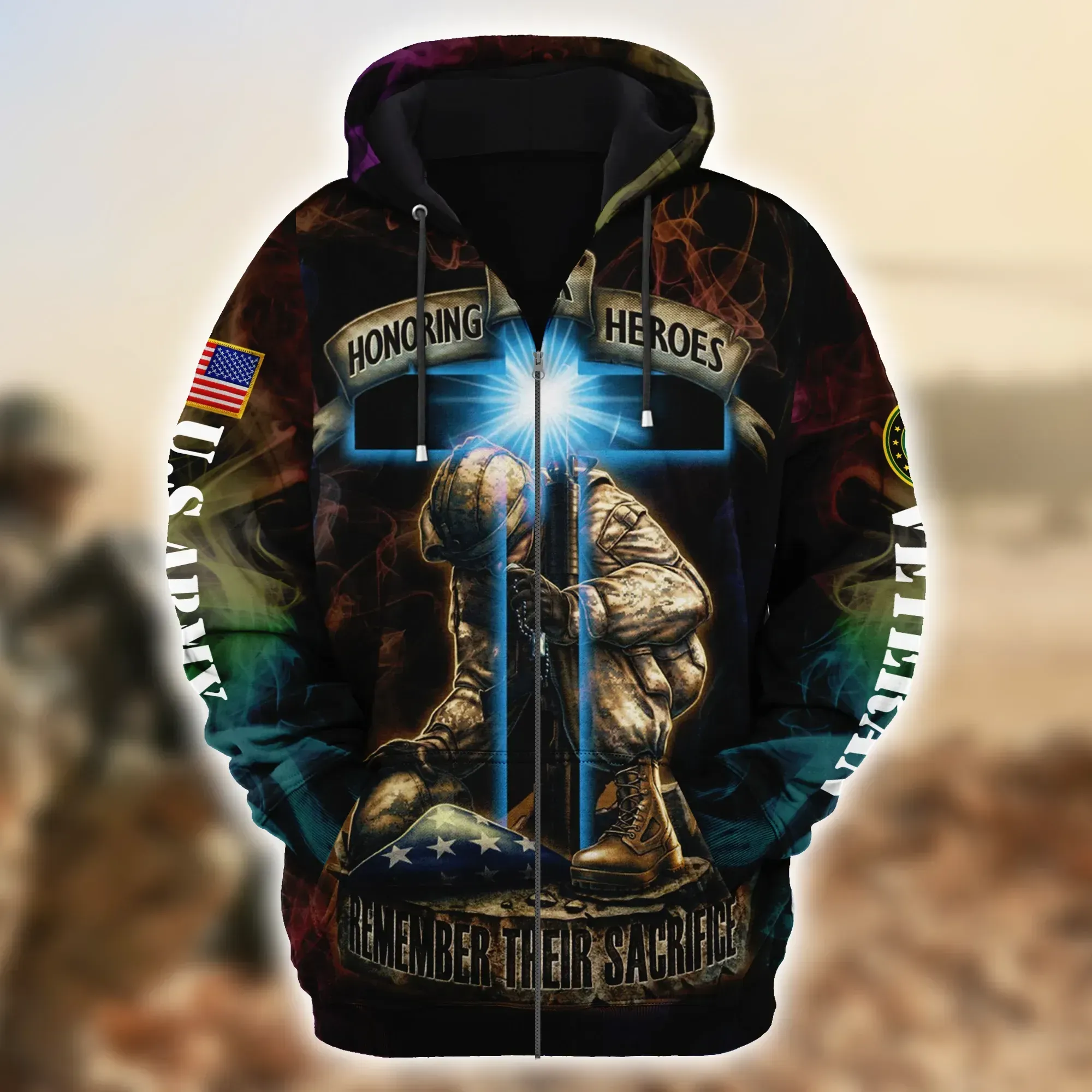 Premium Unique Veteran US.Army Zip Up Hoodie Ultra Soft and Warm LTAVT280401DP