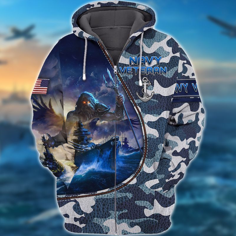 Premium Unique Navy Veteran Hoodie Ultra Soft and Warm LTANT250309DS