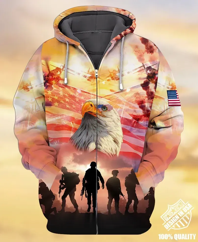 Premium Unique Veteran Zip Up Hoodie Ultra Soft and Warm NTK250402MD