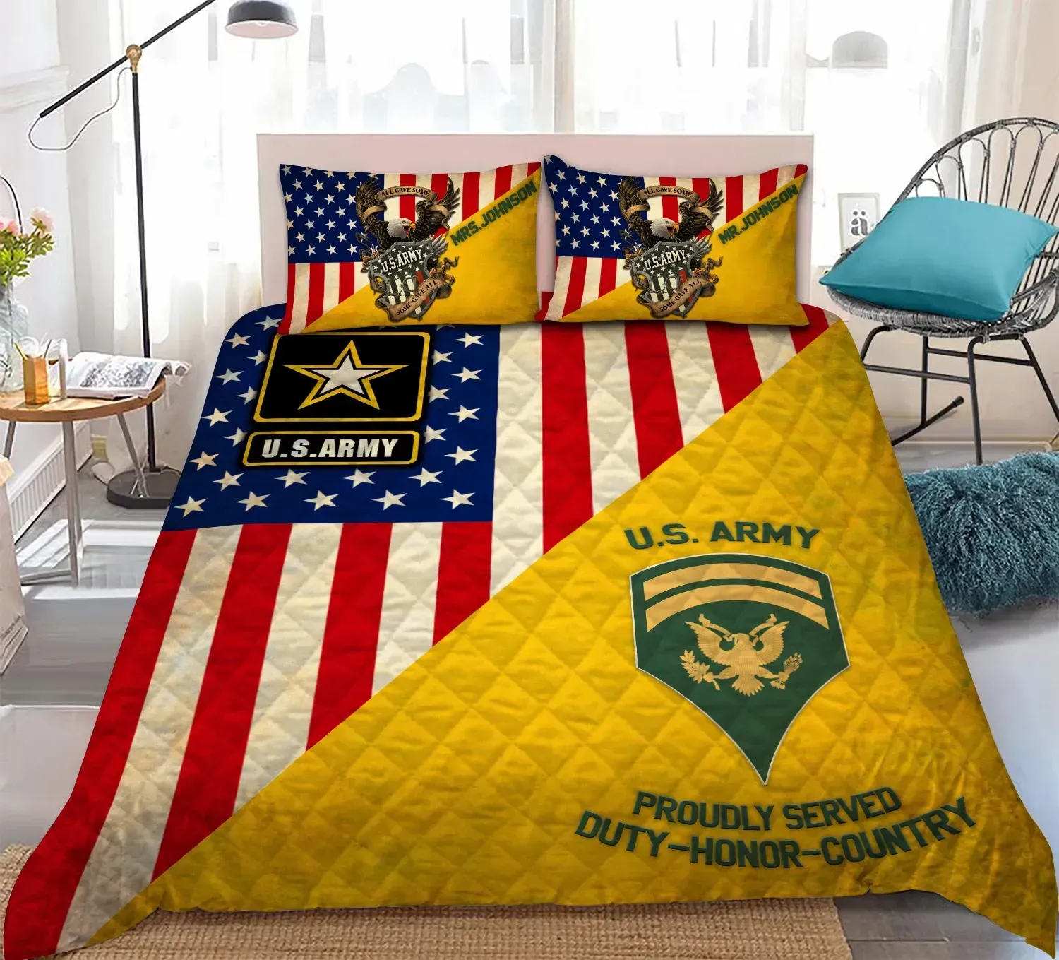 Premium Unique Personalized Veteran Quilt Bedding Set Ultra Soft and Warm TVN70402DS