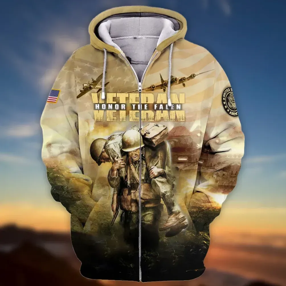 Premium Unique Veteran Zip Up Hoodie Ultra Soft and Warm NTK1075MD