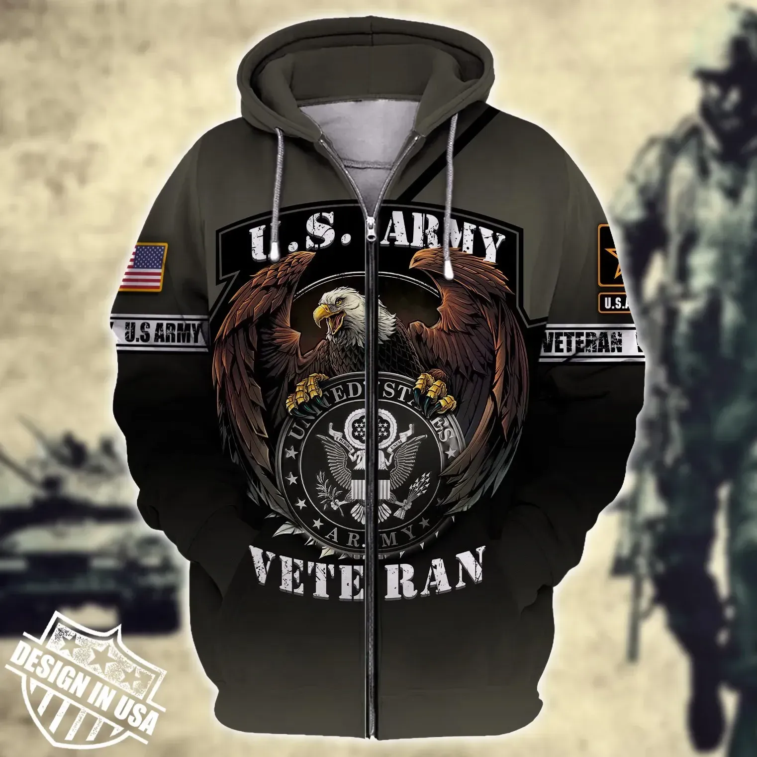 Premium Unique Veteran Zip Up Hoodie Ultra Soft and Warm LTADD250311KA