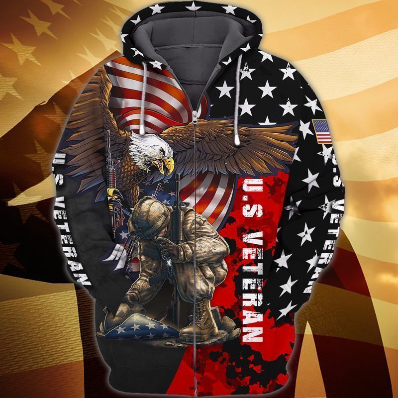 Premium Unique American Veteran Zip Up Hoodie Ultra Soft And Warm KV270412DS
