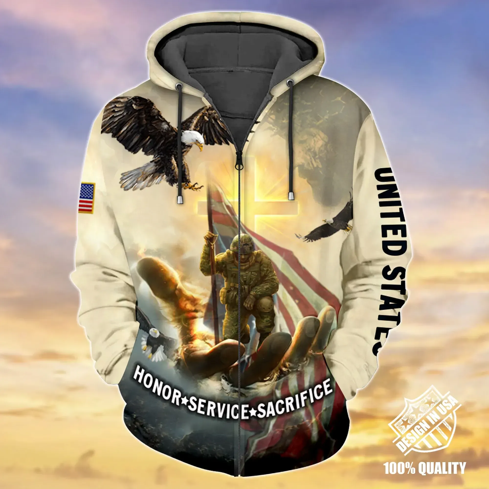 Premium Unique Veteran Zip Up Hoodie Ultra Soft and Warm NTK280402MT