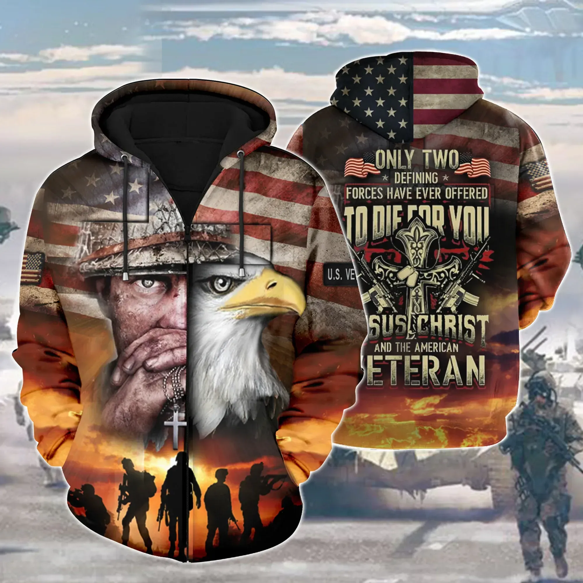 Premium Unique Veteran Zip Up Hoodie Ultra Soft and Warm NTK1074MD