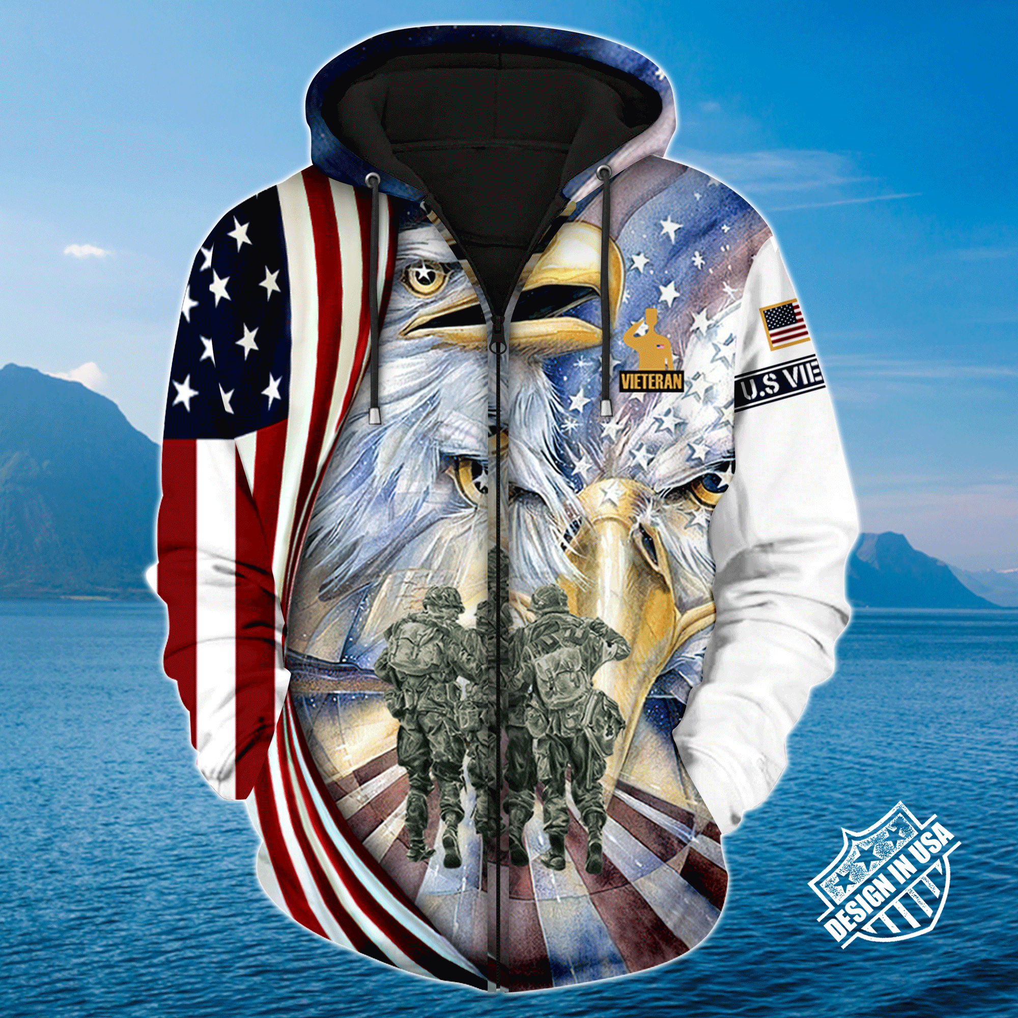 Premium Unique Veteran Zip Up Hoodie Ultra Soft and Warm LTAVT140405MH