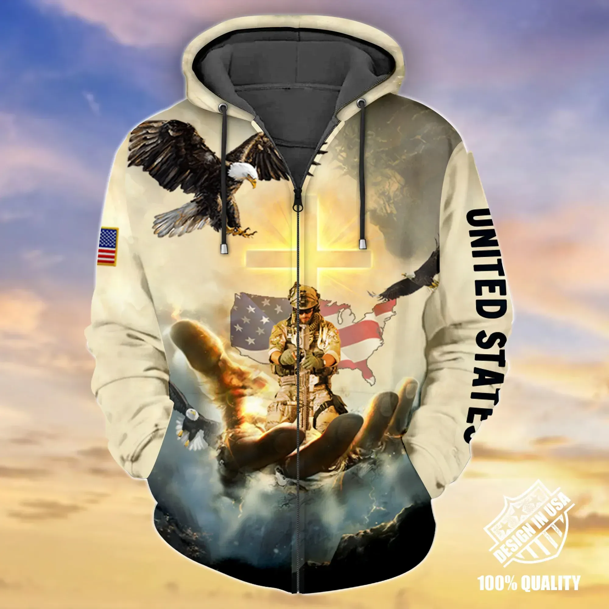 Premium Unique Veteran Zip Up Hoodie Ultra Soft and Warm NTK250403MT