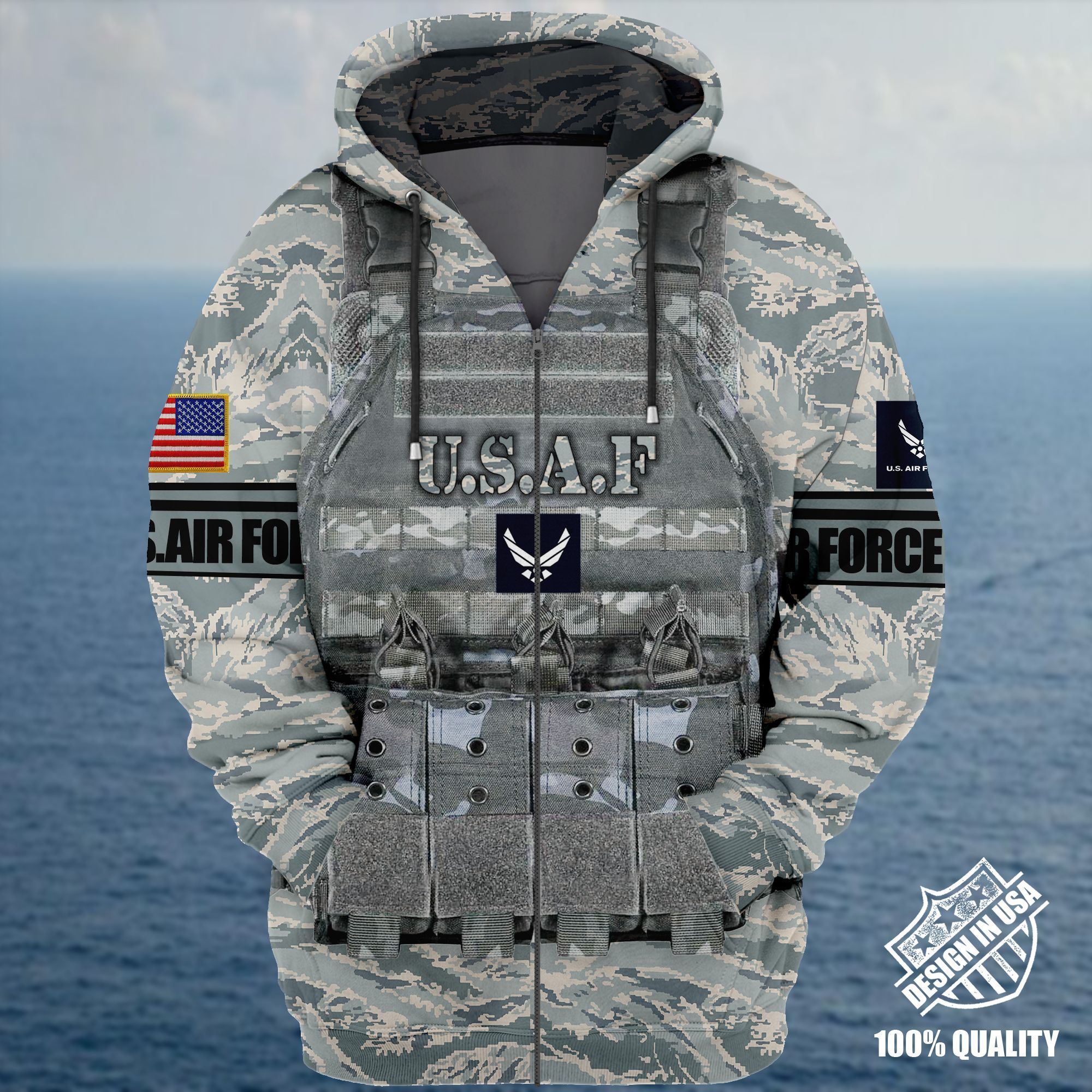 Premium Unique Veteran Zip Up Hoodie Ultra Soft and Warm NHT050501MT Air Force