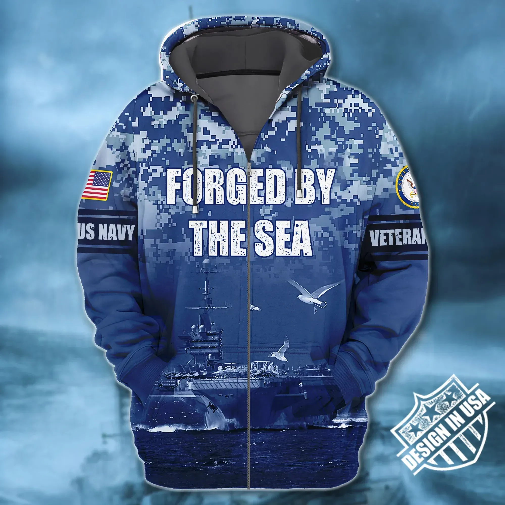 Premium Unique Veteran Zip Up Hoodie Ultra Soft and Warm VDT10020TR